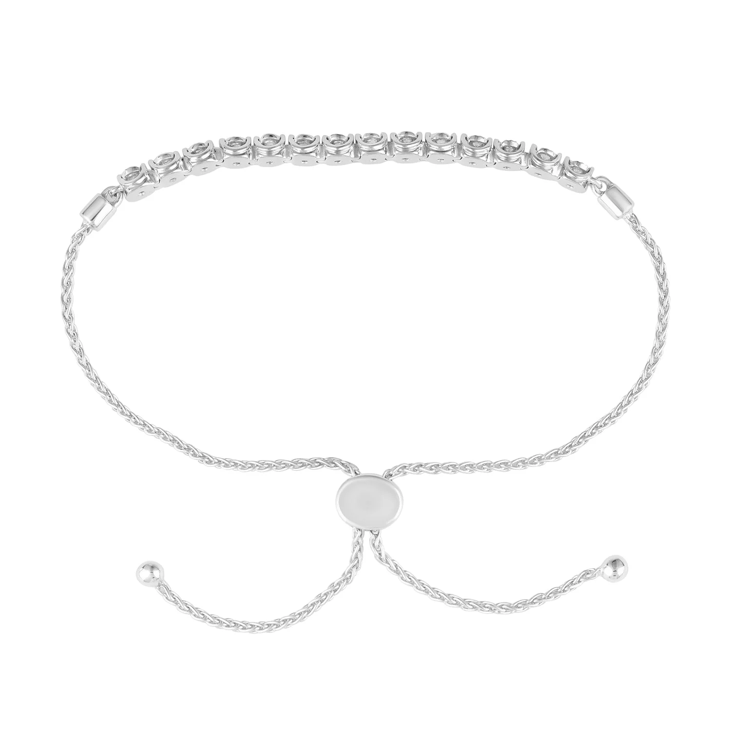Sterling Silver Lab Grown Diamond Bolo Bracelet - Image 3