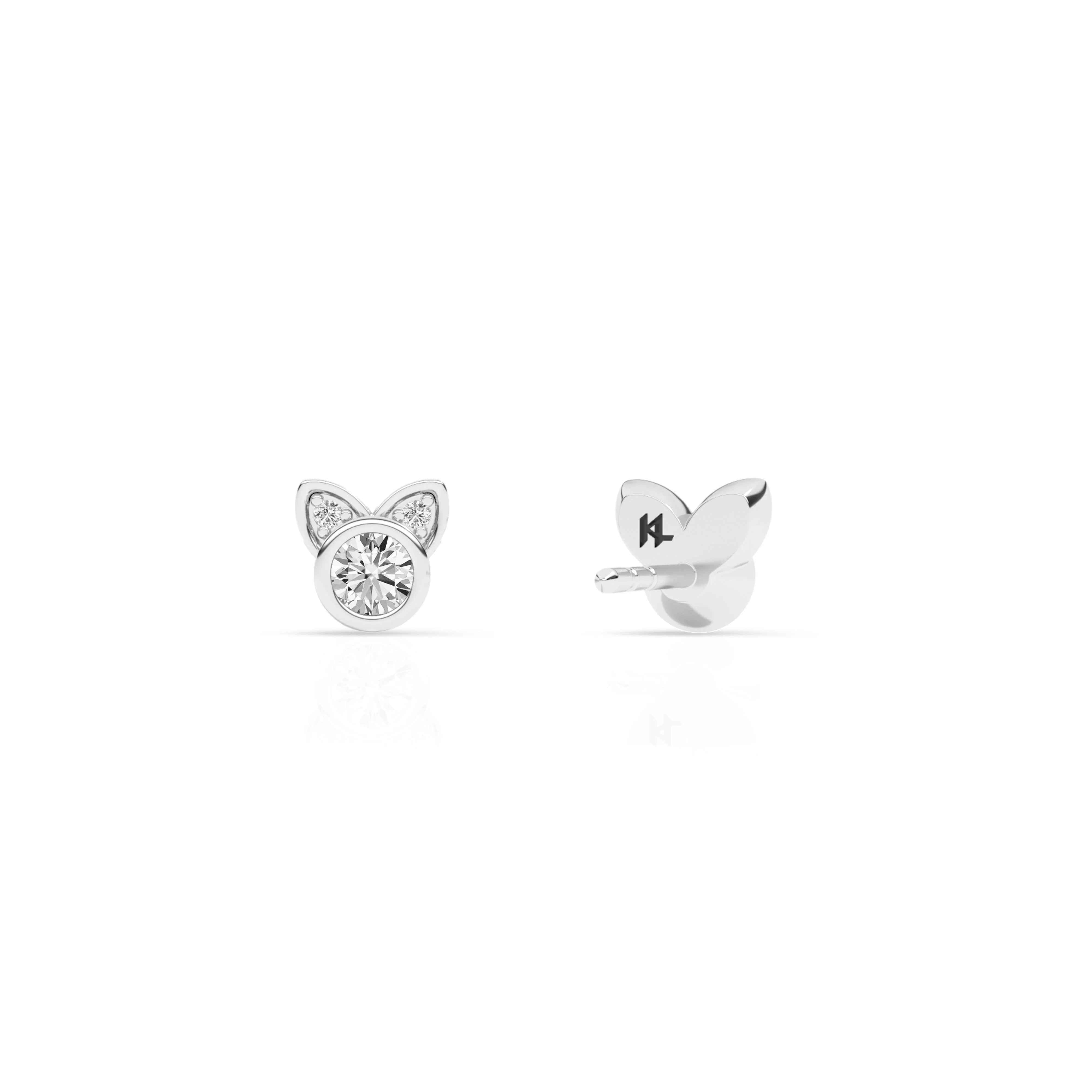 Cat Shaped Lab Grown Diamond Stud Earrings - Image 3