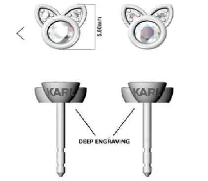 Cat Shaped Lab Grown Diamond Stud Earrings - Image 4