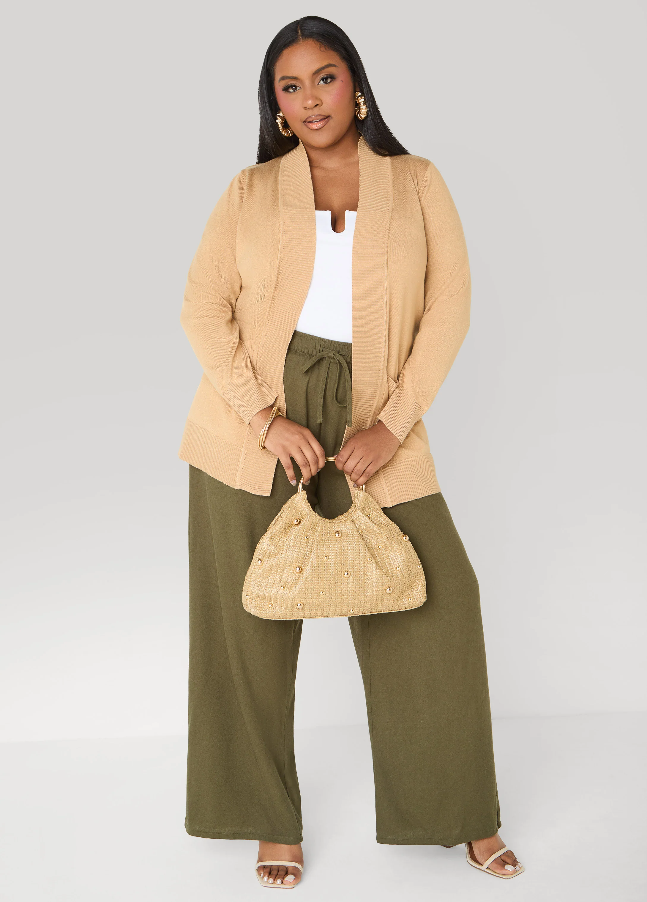 Drawstring Linen Blend Pants - Image 4