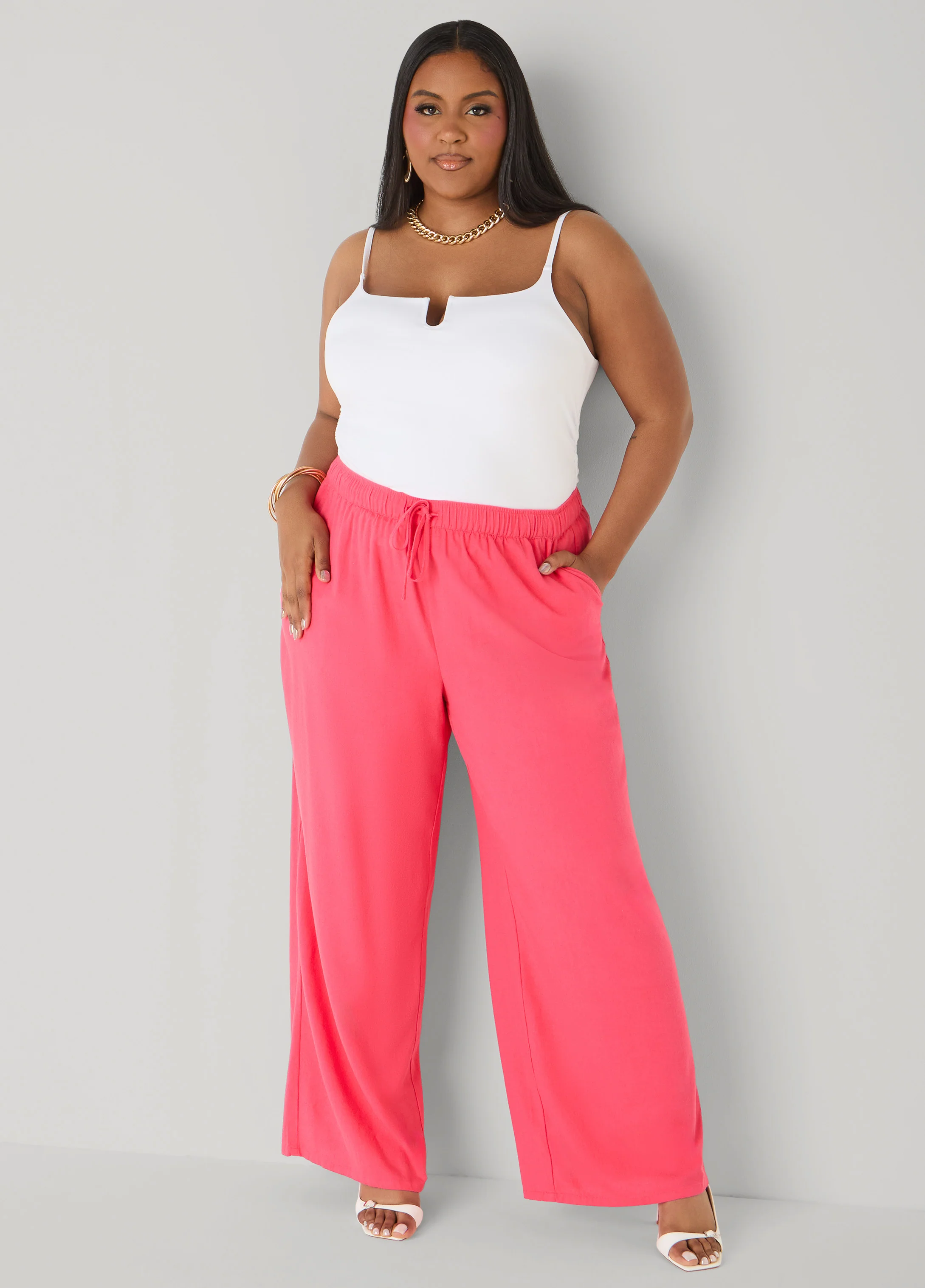 Drawstring Linen Blend Pants - Image 7