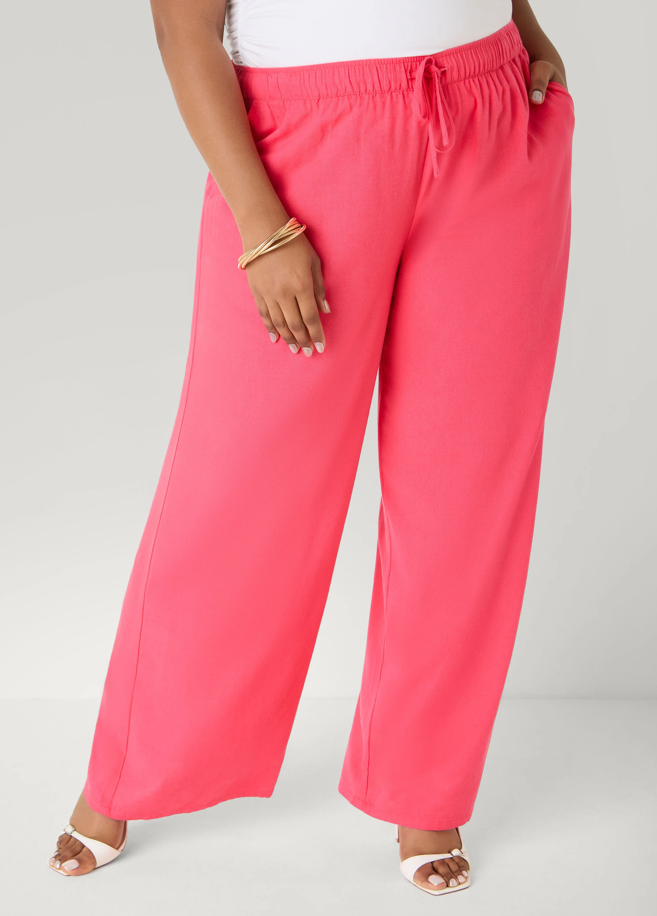 Drawstring Linen Blend Pants - Image 9