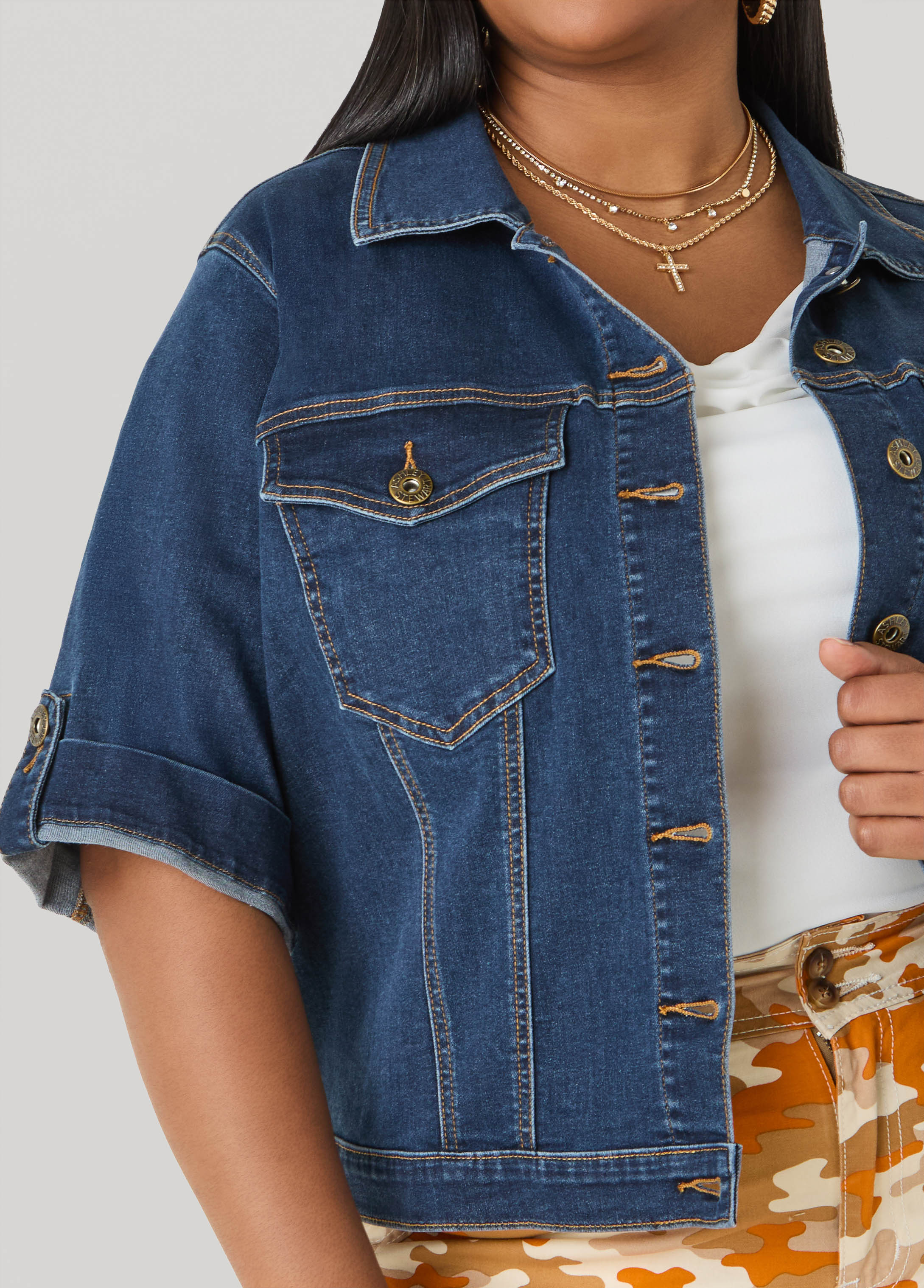 Cuffed Denim Jacket - Image 3