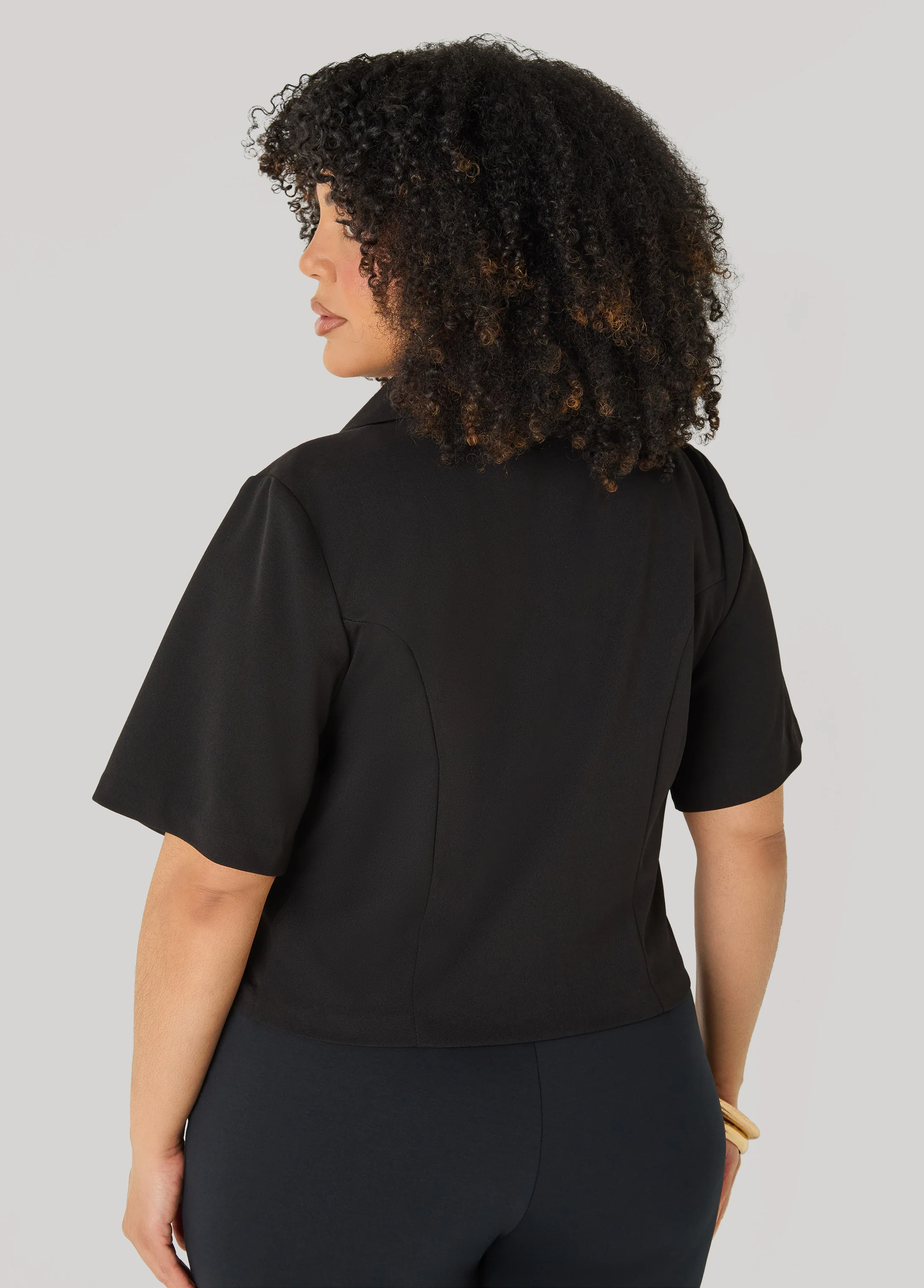 Cropped Stretch Crepe Blazer - Image 6