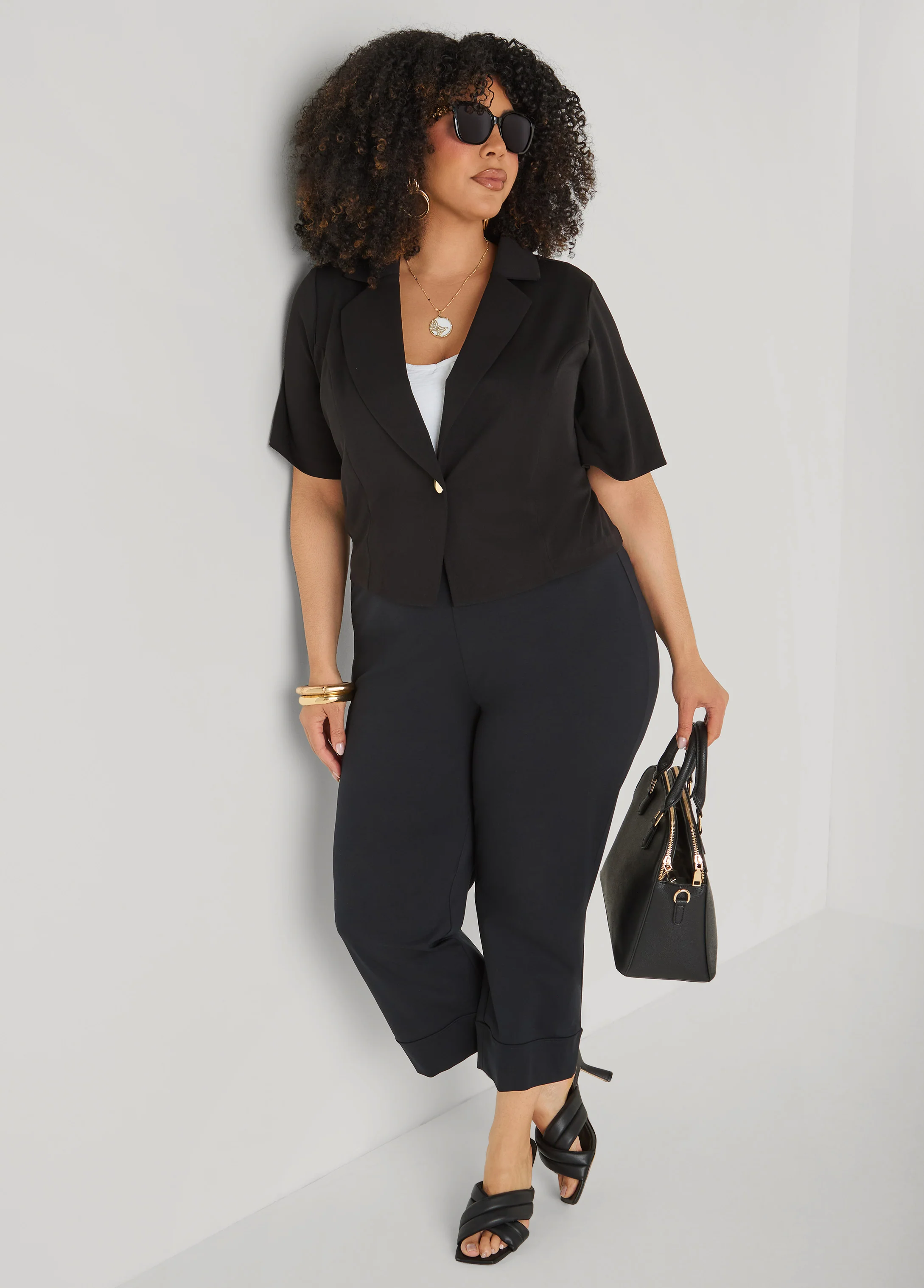 Cropped Stretch Crepe Blazer - Image 7