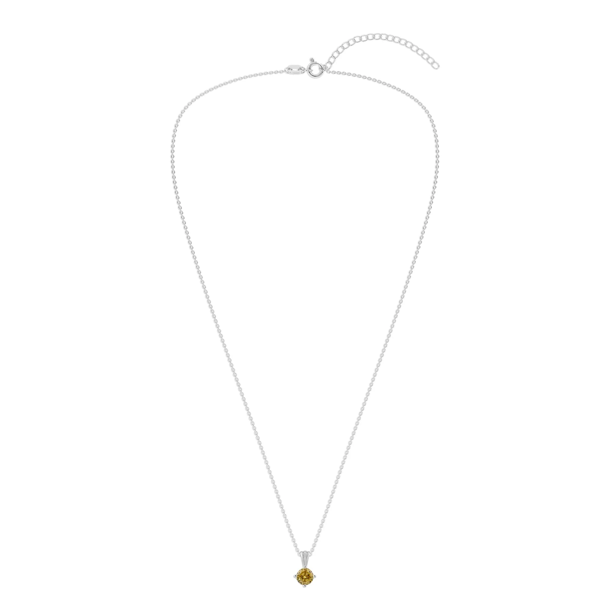Gemstone Necklace in Sterling Silver, Round Pendant Size 6.5 * 6.5mm, 15" Cable Chain with 2" Extender, Gift Box Included - Apr, White Zircon - Image 10