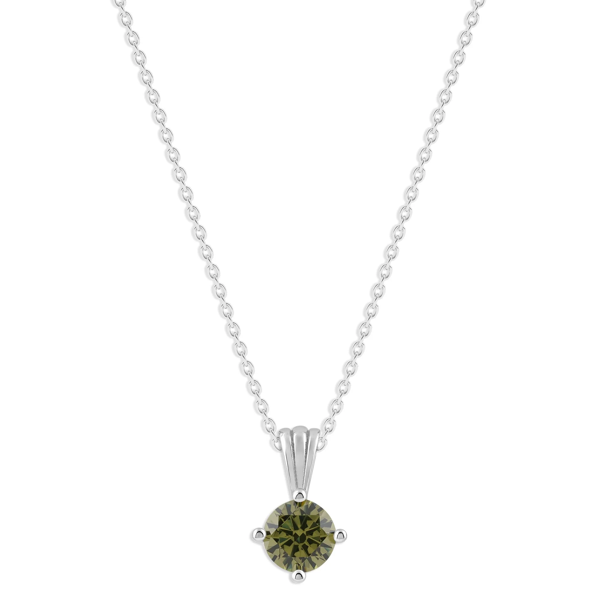 Gemstone Necklace in Sterling Silver, Round Pendant Size 6.5 * 6.5mm, 15" Cable Chain with 2" Extender, Gift Box Included - Apr, White Zircon - Image 17