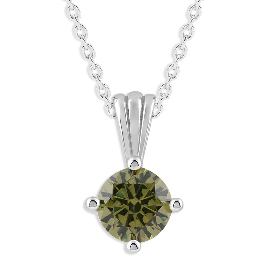 Gemstone Necklace in Sterling Silver, Round Pendant Size 6.5 * 6.5mm, 15" Cable Chain with 2" Extender, Gift Box Included - Apr, White Zircon - Image 19