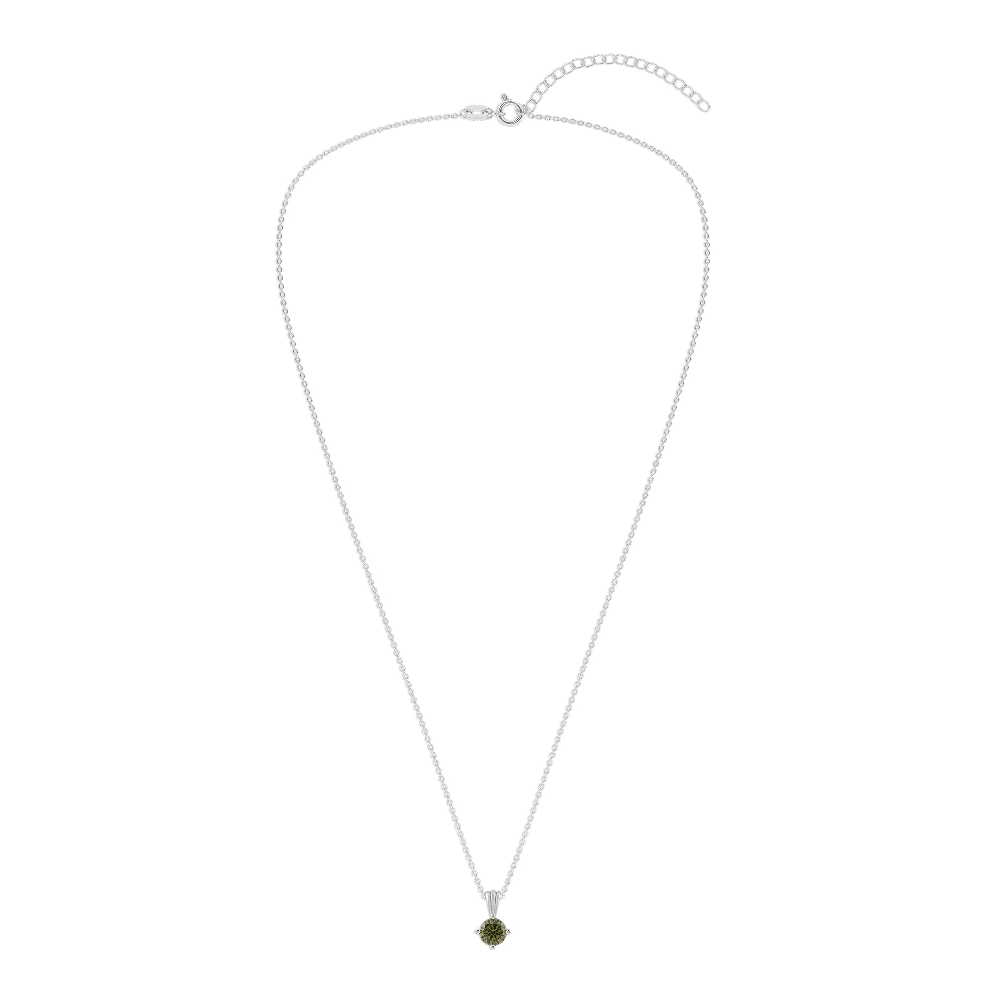 Gemstone Necklace in Sterling Silver, Round Pendant Size 6.5 * 6.5mm, 15" Cable Chain with 2" Extender, Gift Box Included - Apr, White Zircon - Image 20