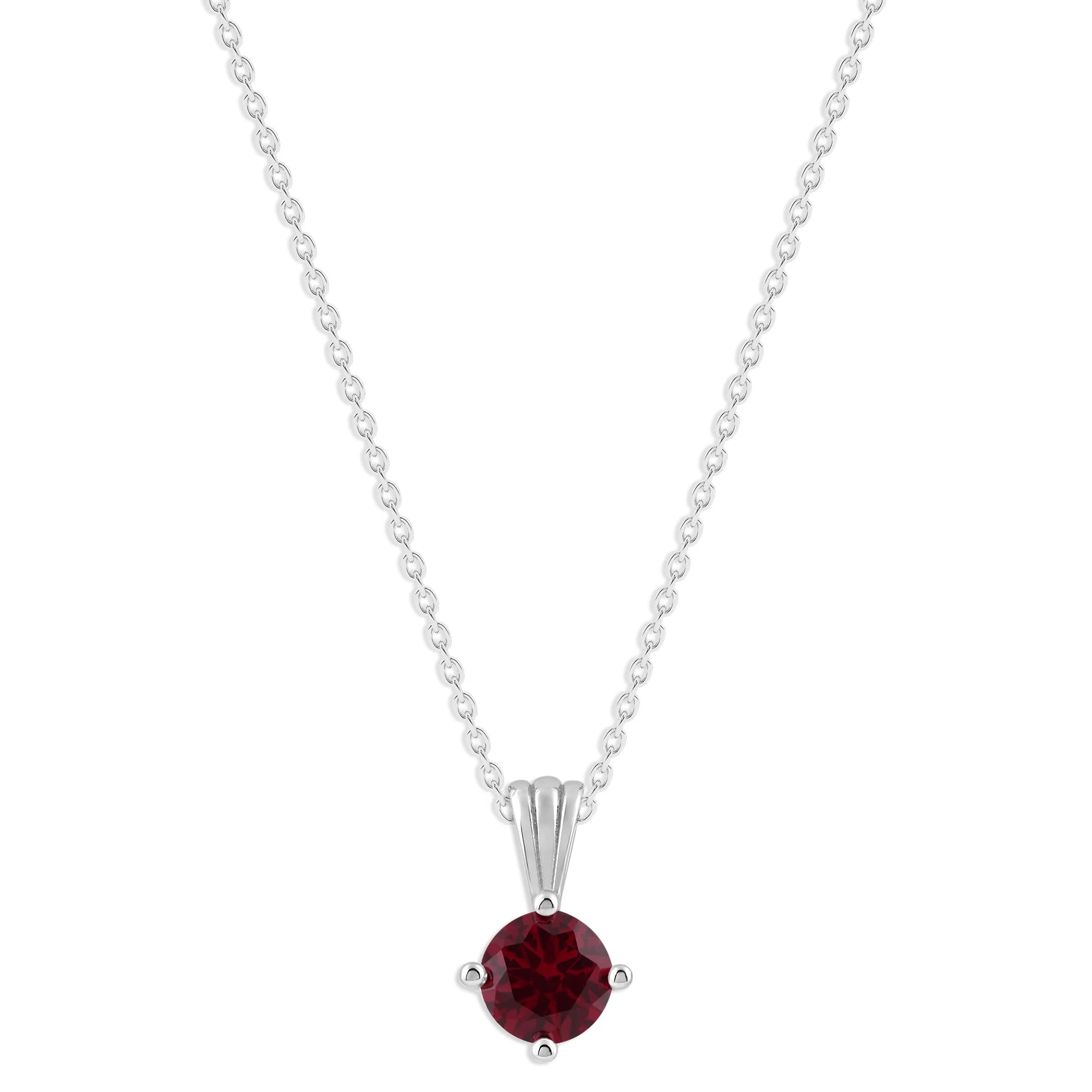 Gemstone Necklace in Sterling Silver, Round Pendant Size 6.5 * 6.5mm, 15" Cable Chain with 2" Extender, Gift Box Included - Apr, White Zircon - Image 21