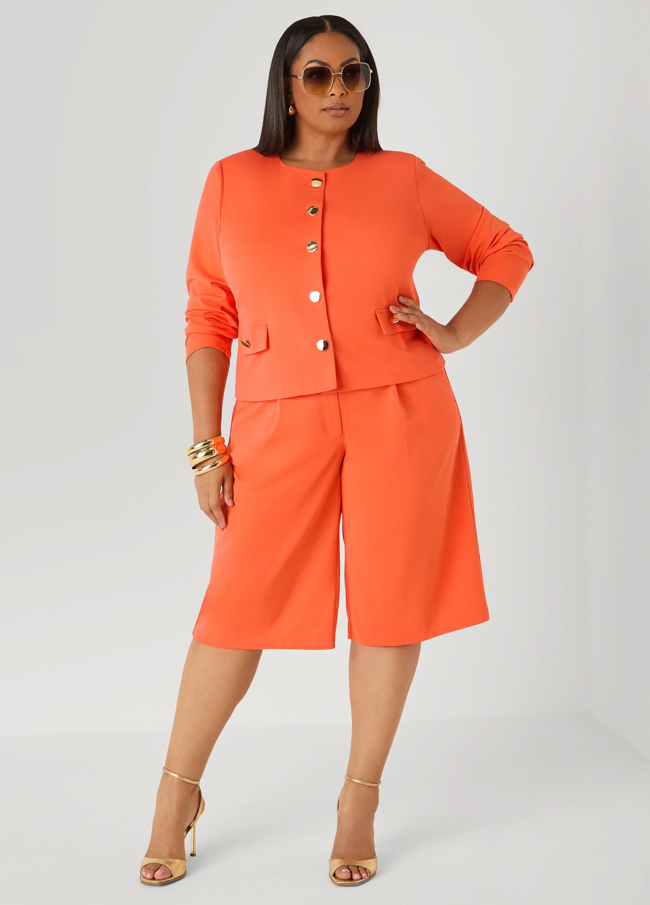 Button Detailed Crepe Jacket - Image 3