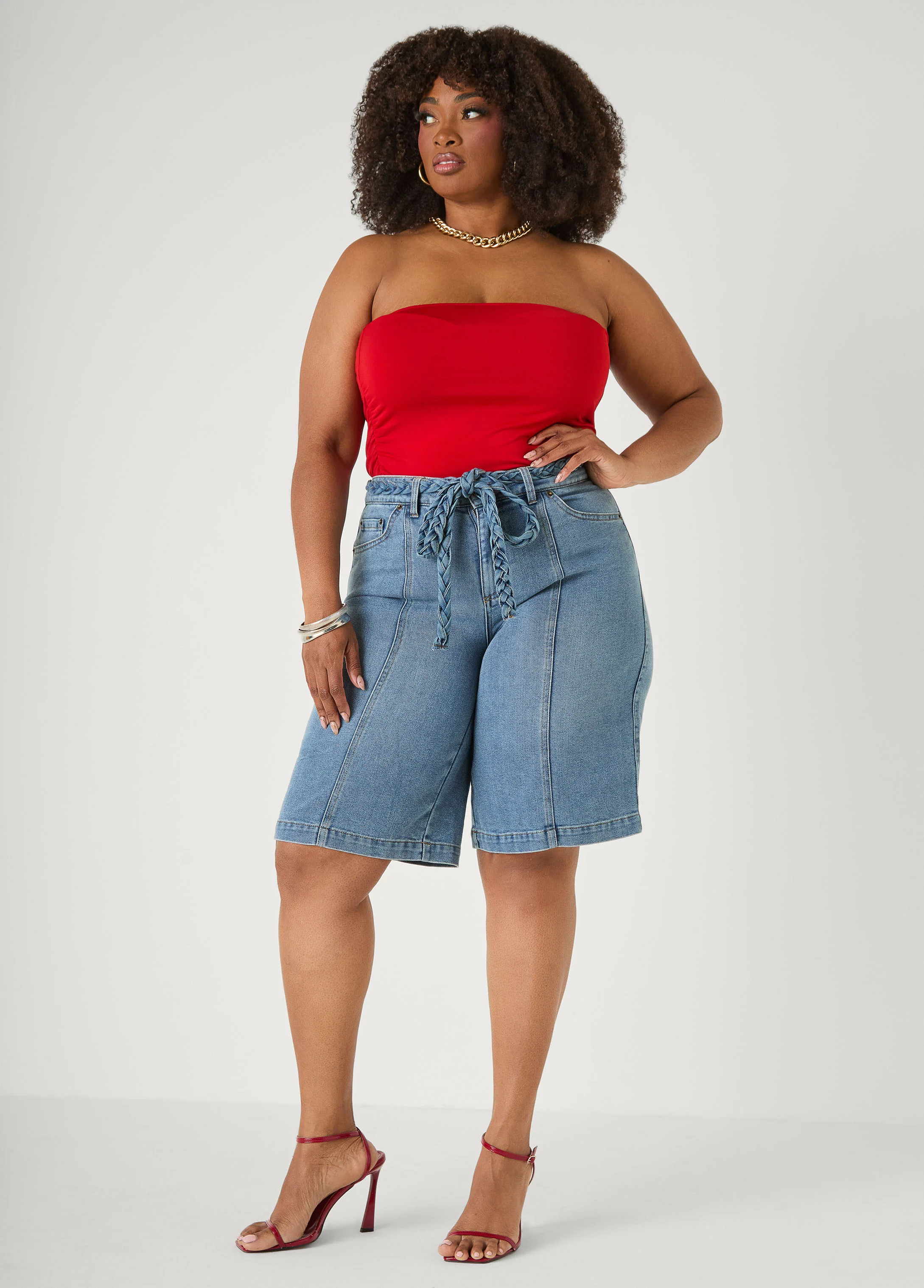 Braided Belt Bermuda Shorts - Image 3
