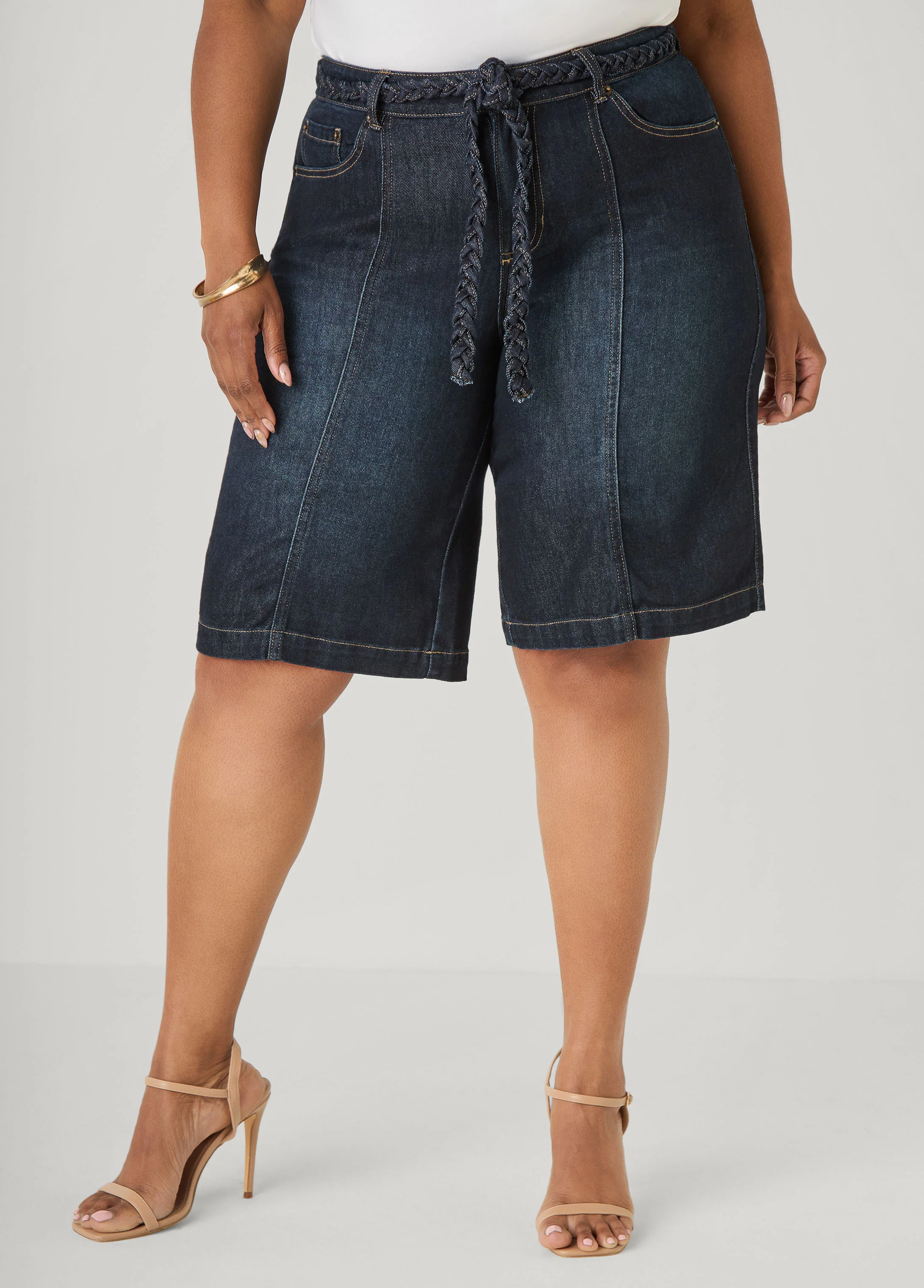 Braided Belt Bermuda Shorts - Image 5