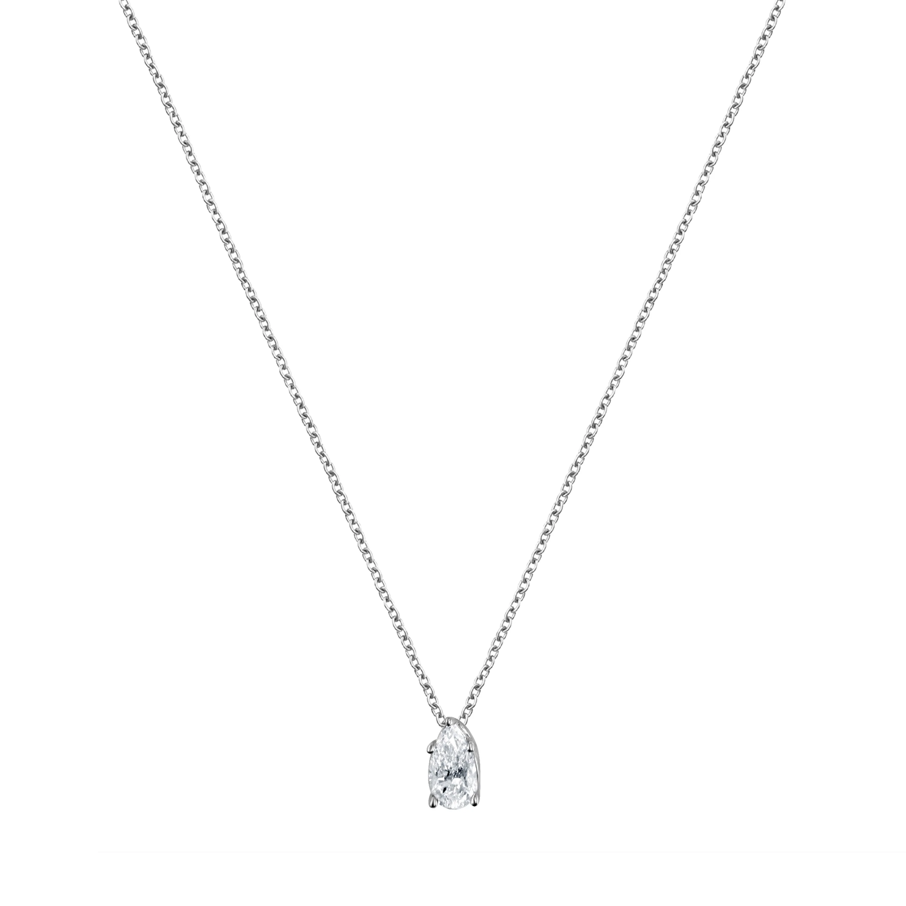 Lab Grown Pear Solitaire Diamond Pendant Necklace - Image 3