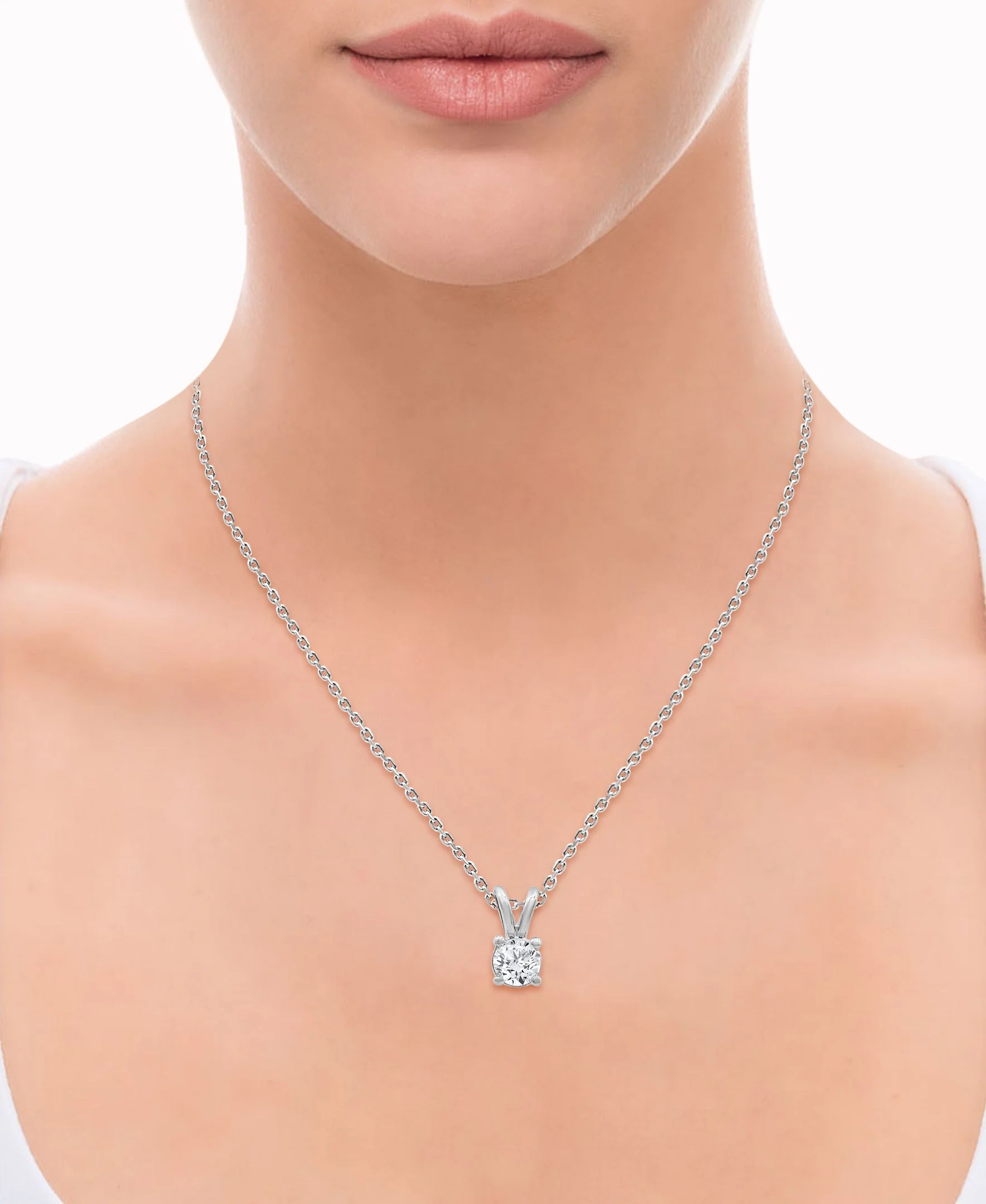 Lab Grown Round Cut Solitaire Diamond Necklace Set - Image 3