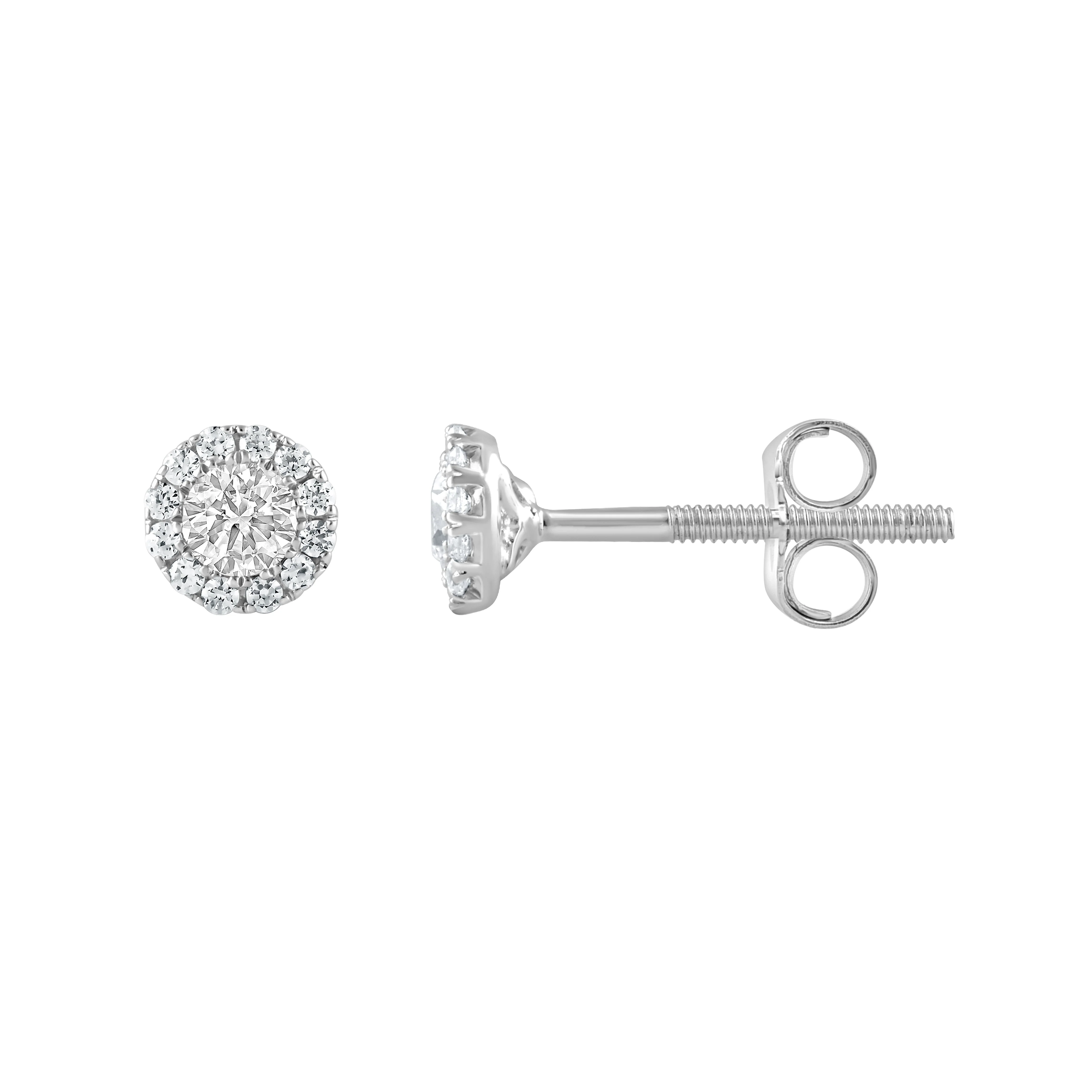 Lab Grown Sterling Silver Diamond Halo Necklace And Earrings Set - Image 3