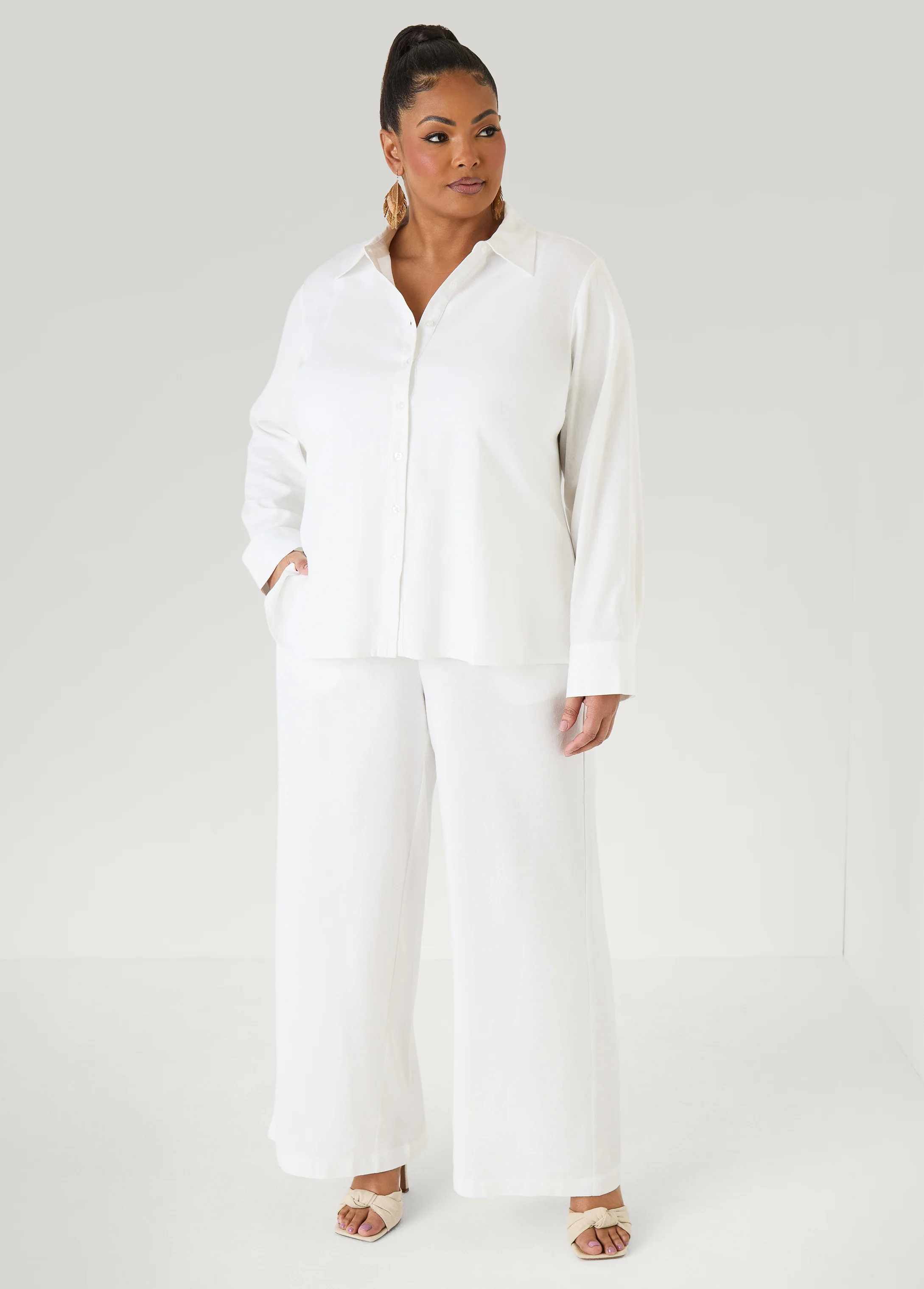 Long Sleeved Linen Blend Shirt - Image 6