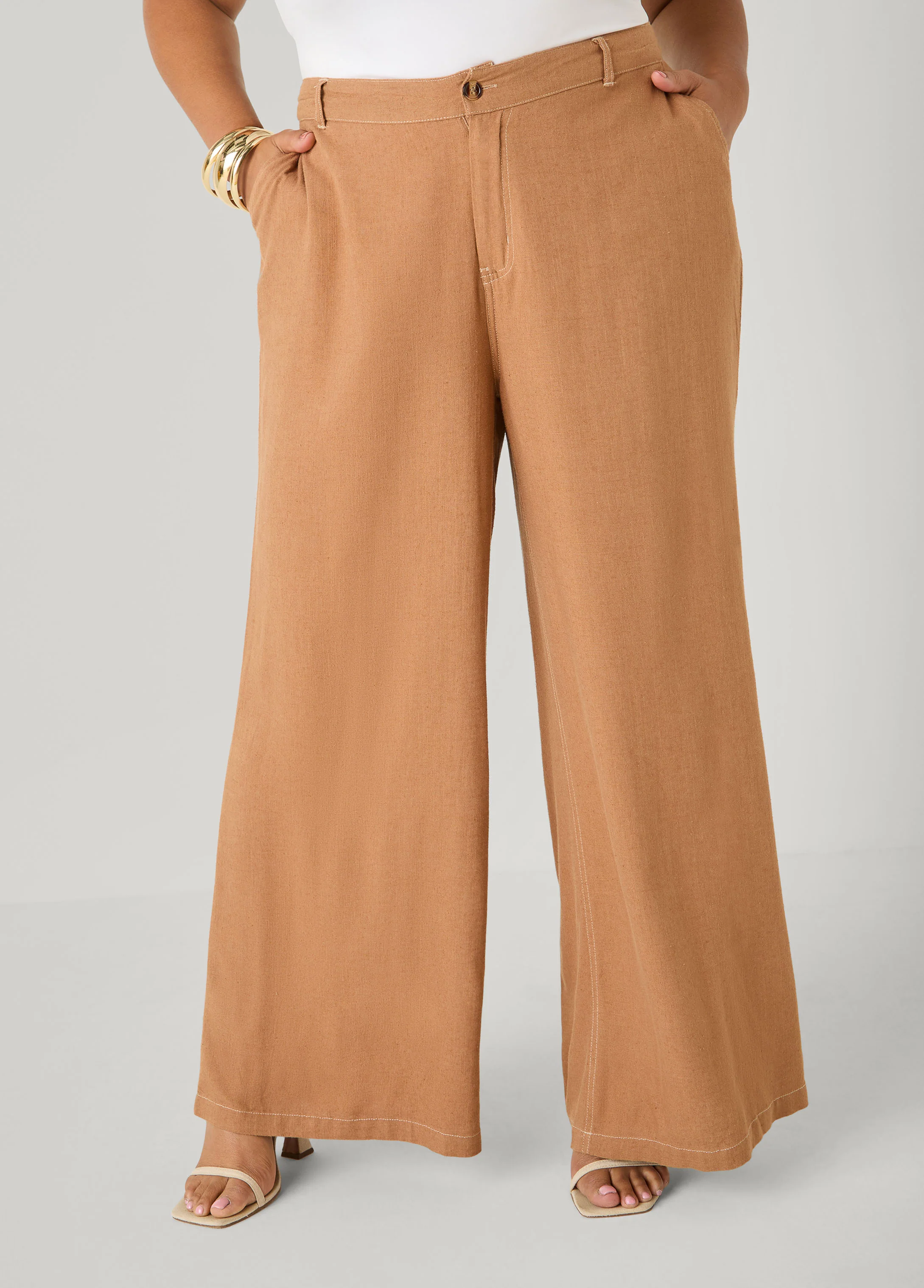 Linen Blend Wide Leg Pants - Image 6