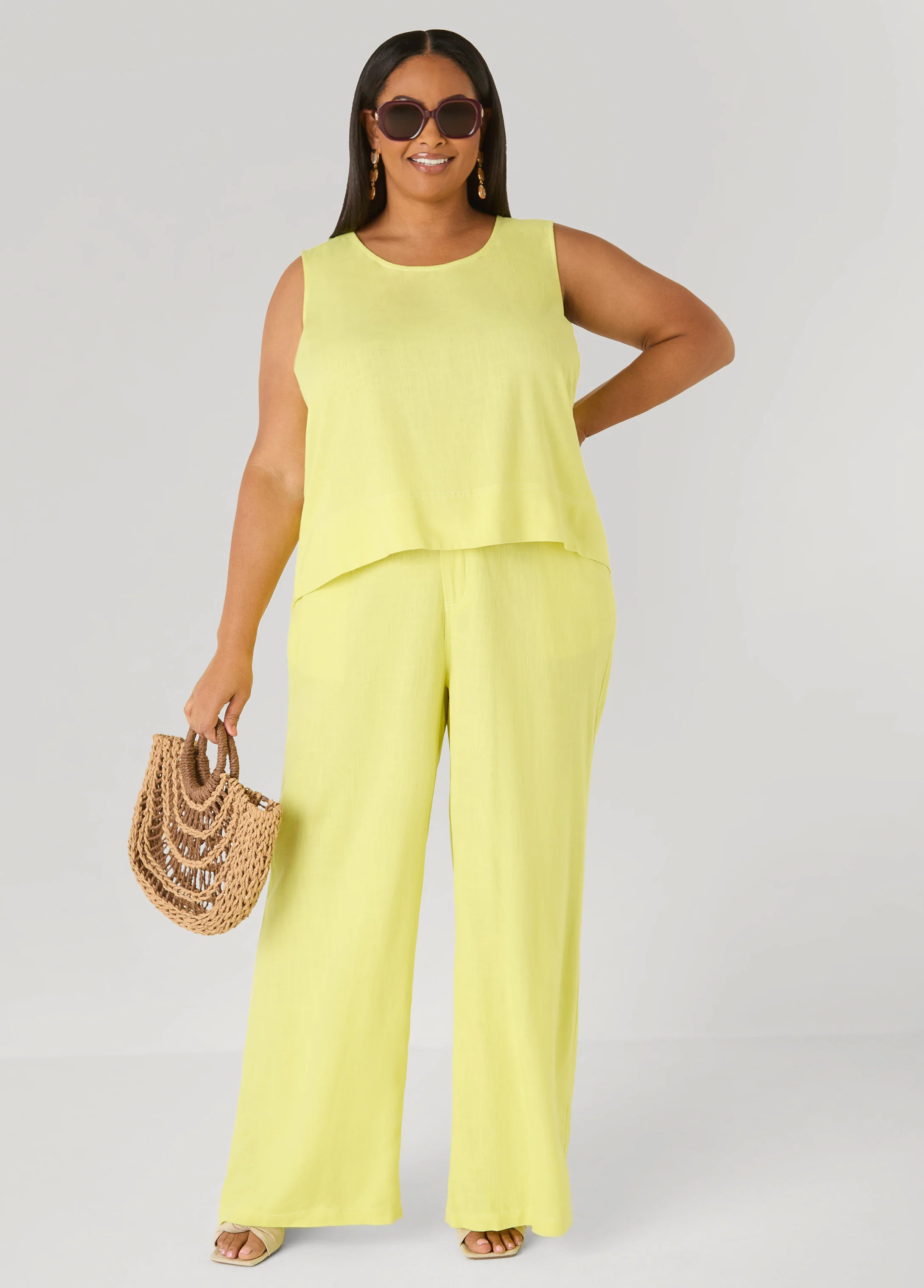 Linen Blend Wide Leg Pants - Image 7