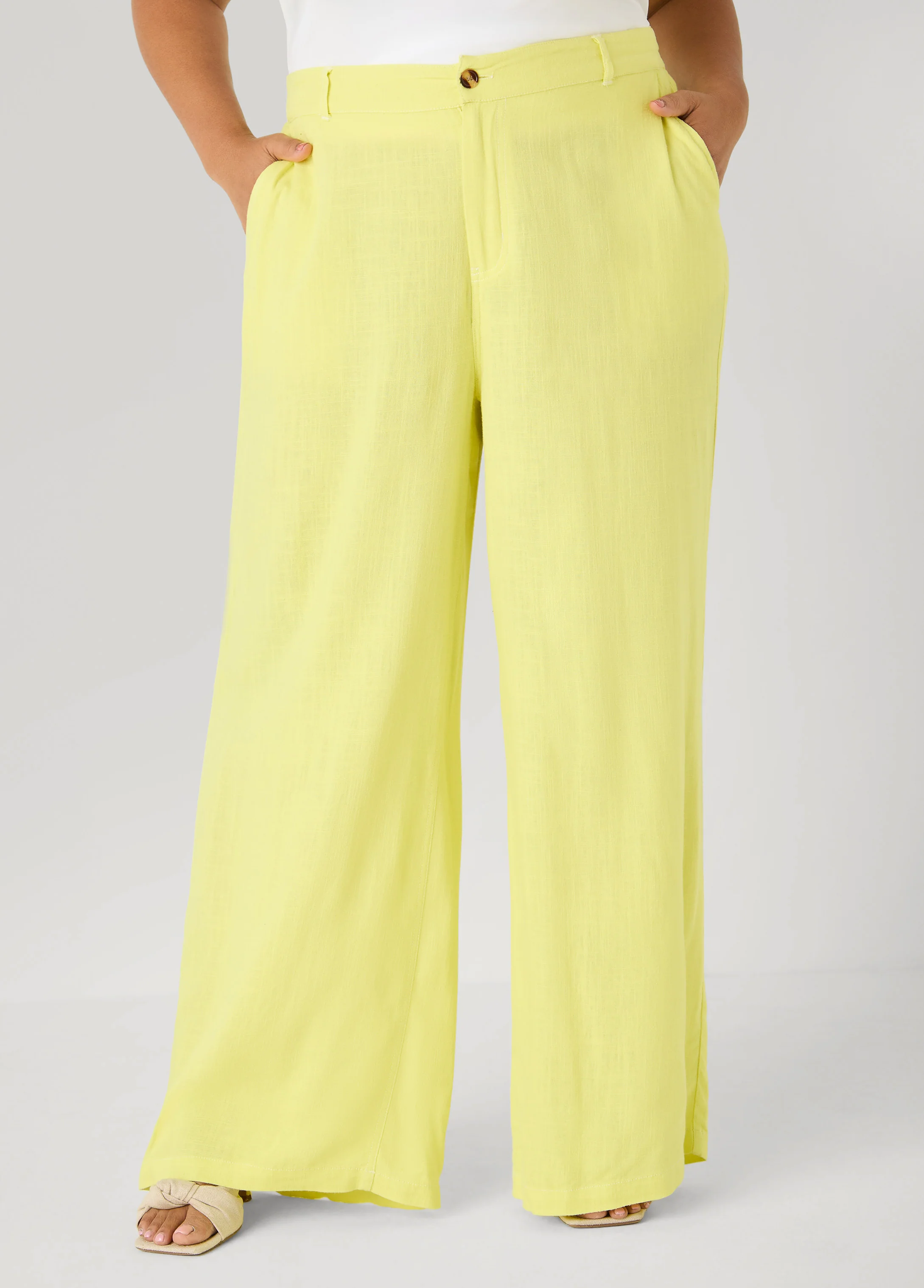 Linen Blend Wide Leg Pants - Image 9