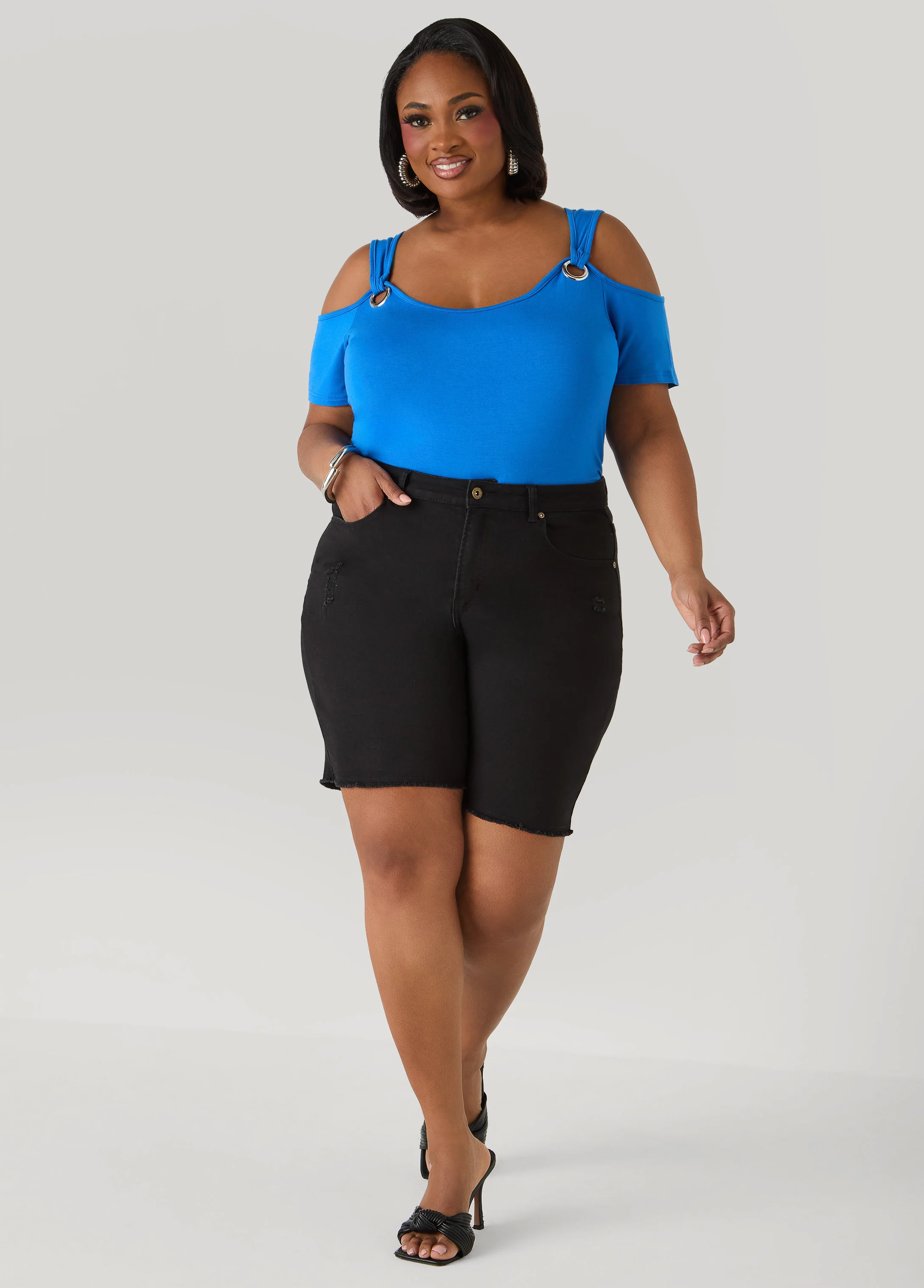 Grommet Cold Shoulder Top - Image 3