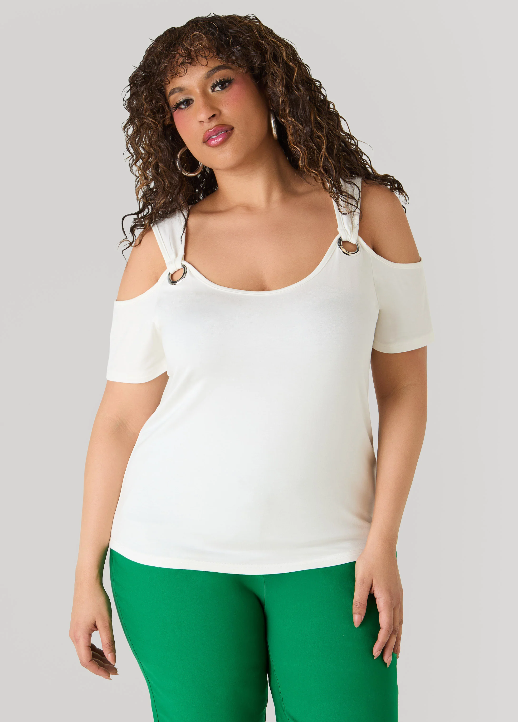 Grommet Cold Shoulder Top - Image 5