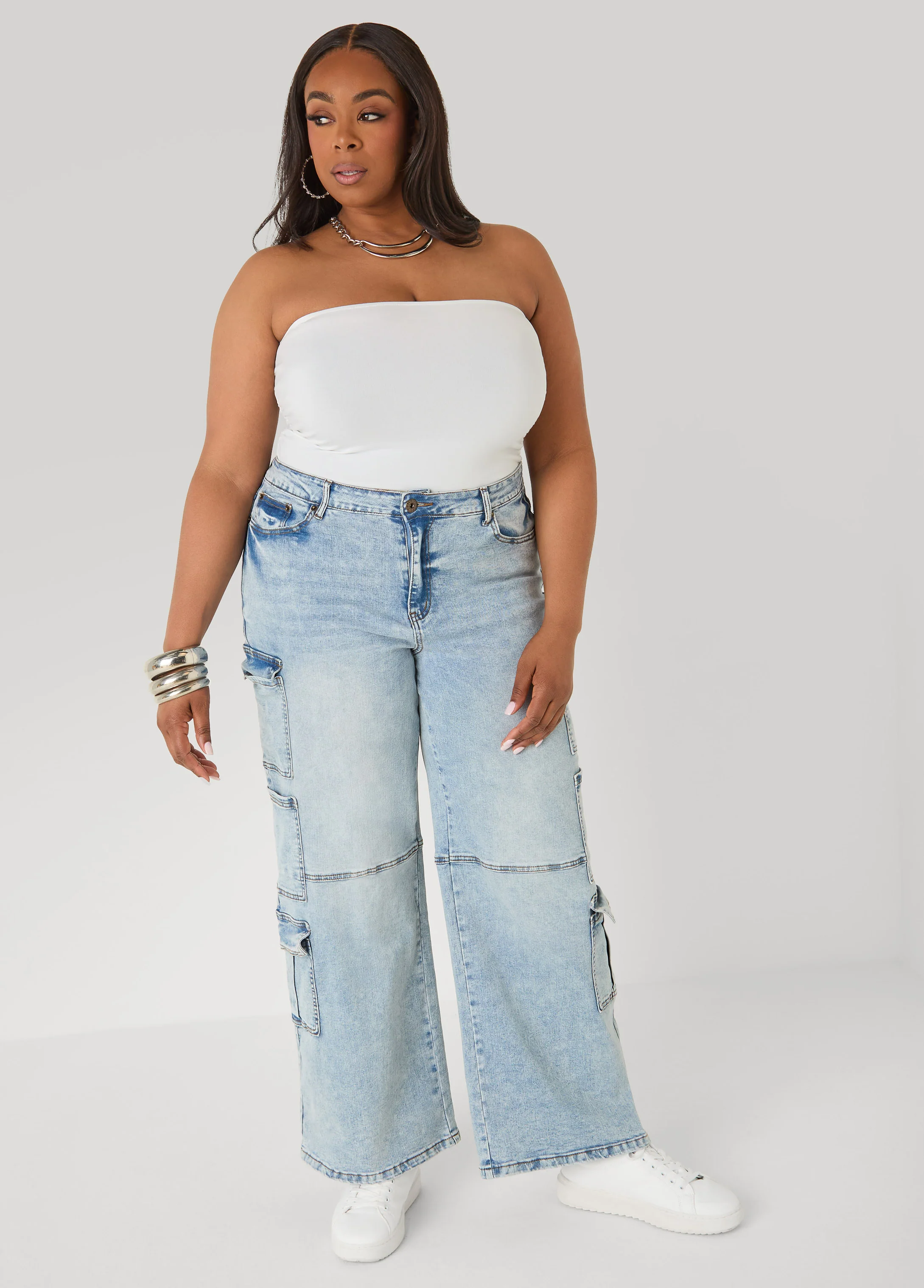 Acid Wash Cargo Jeans - Image 3