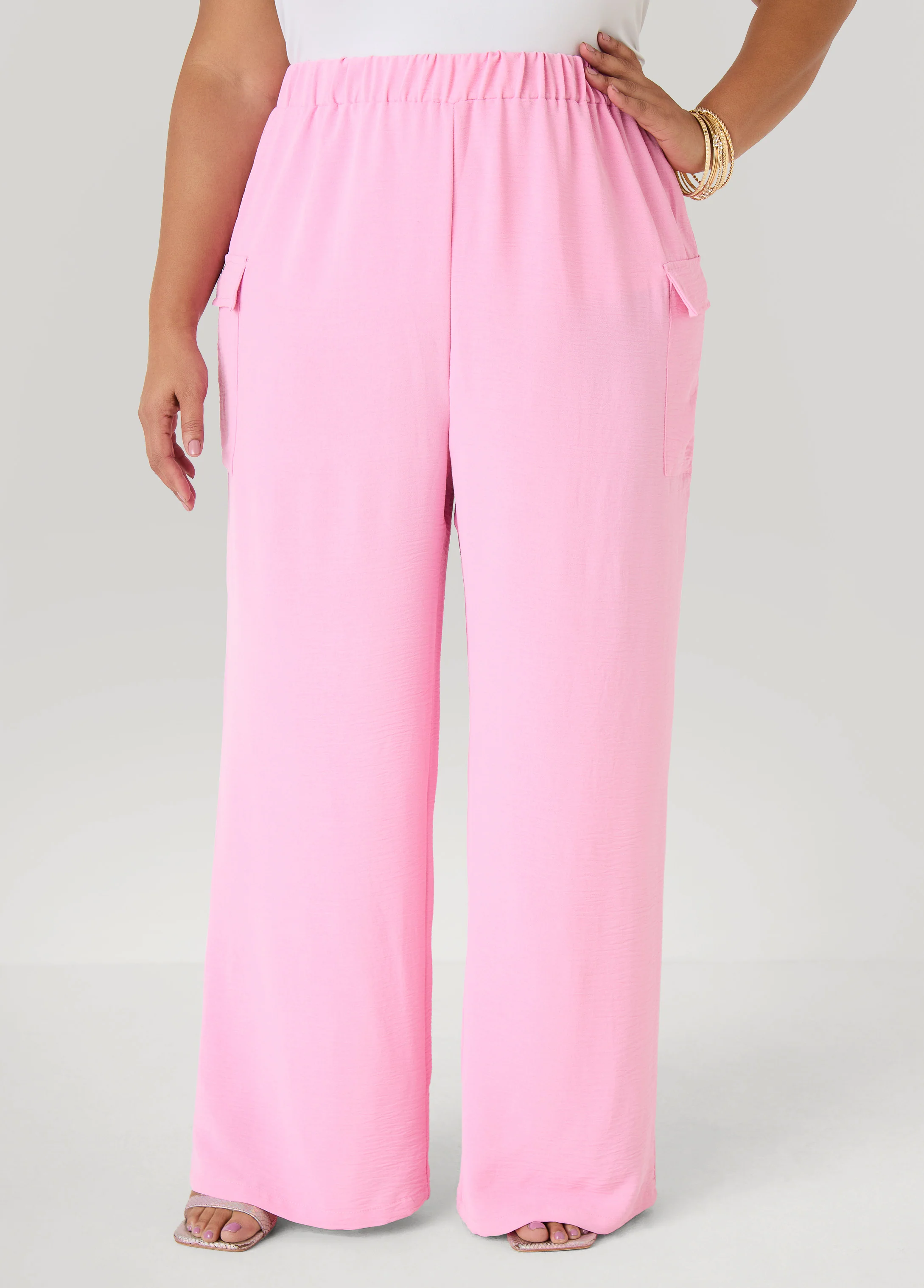 Textured Wide Leg Cargo Pants - Image 15