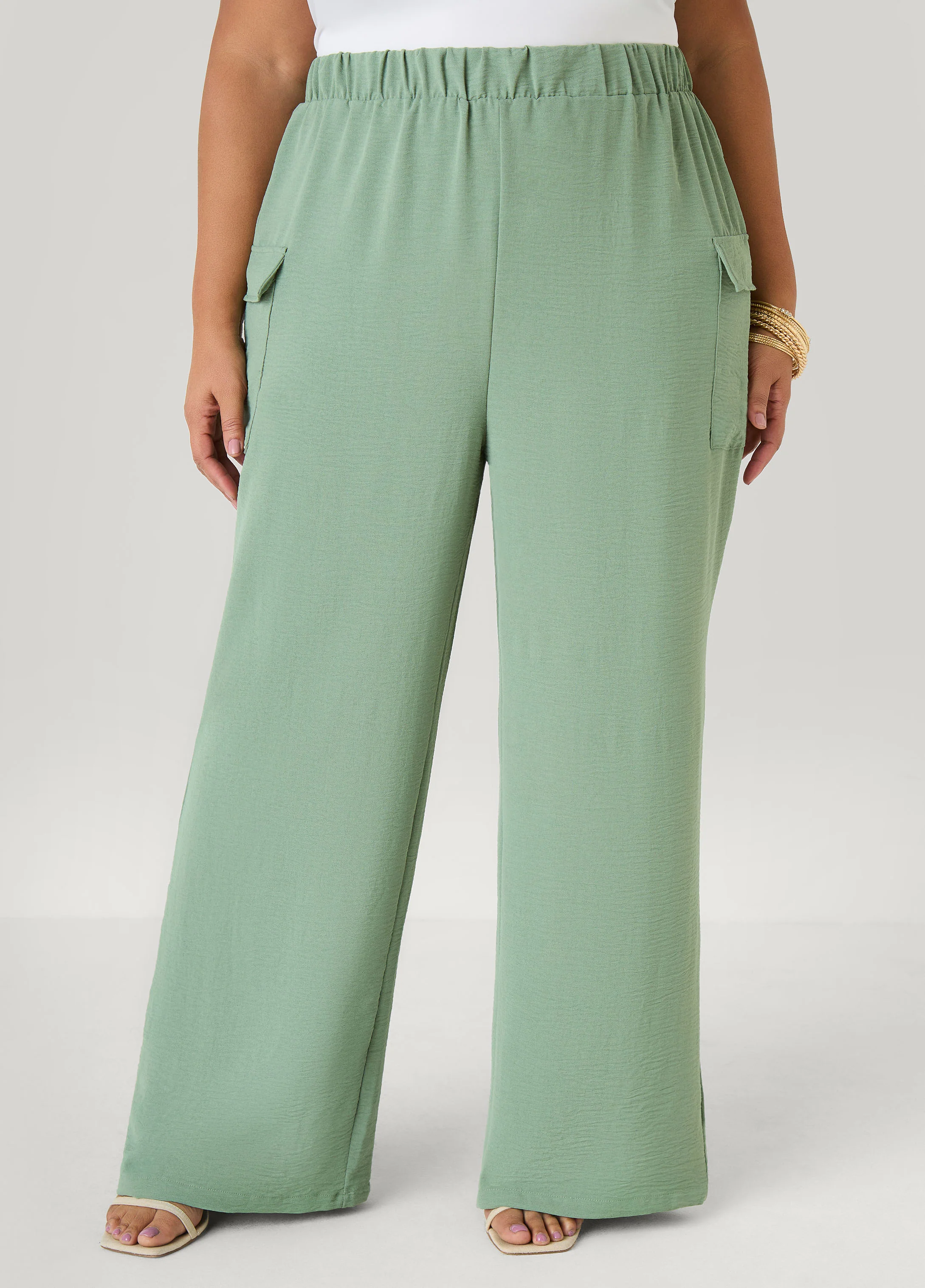 Textured Wide Leg Cargo Pants - Image 7