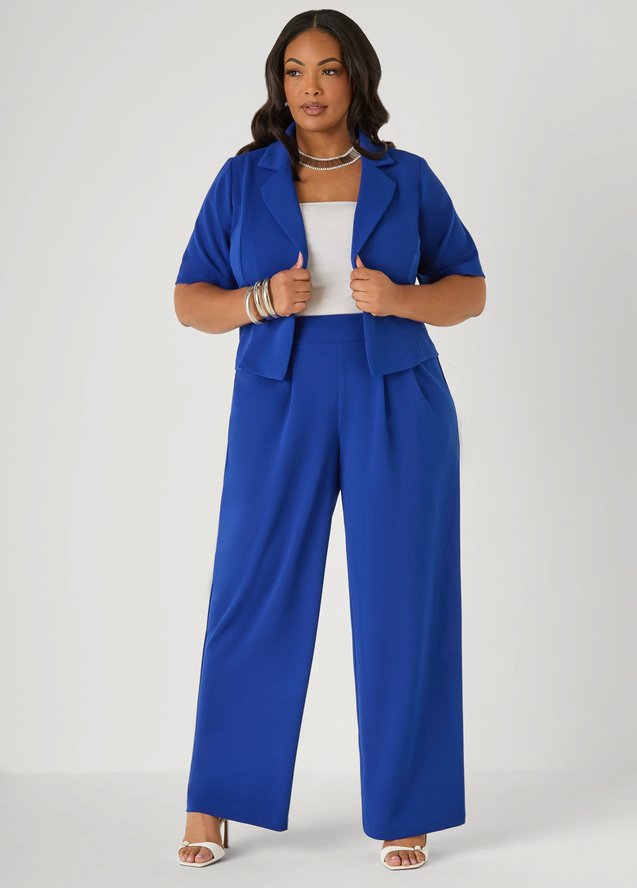 Cropped Crepe Blazer - Image 5