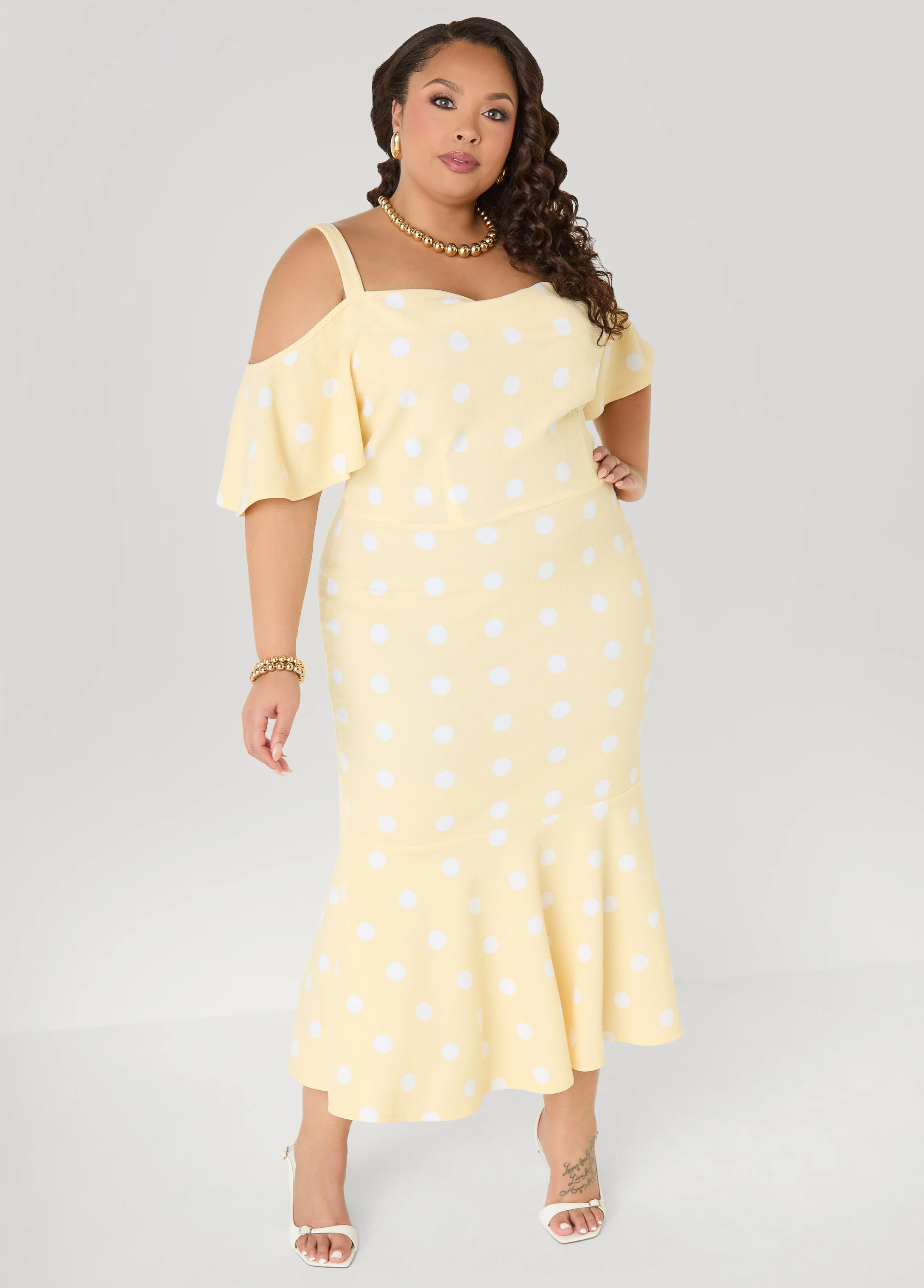 Cold Shoulder Polka Dot Dress - Image 3