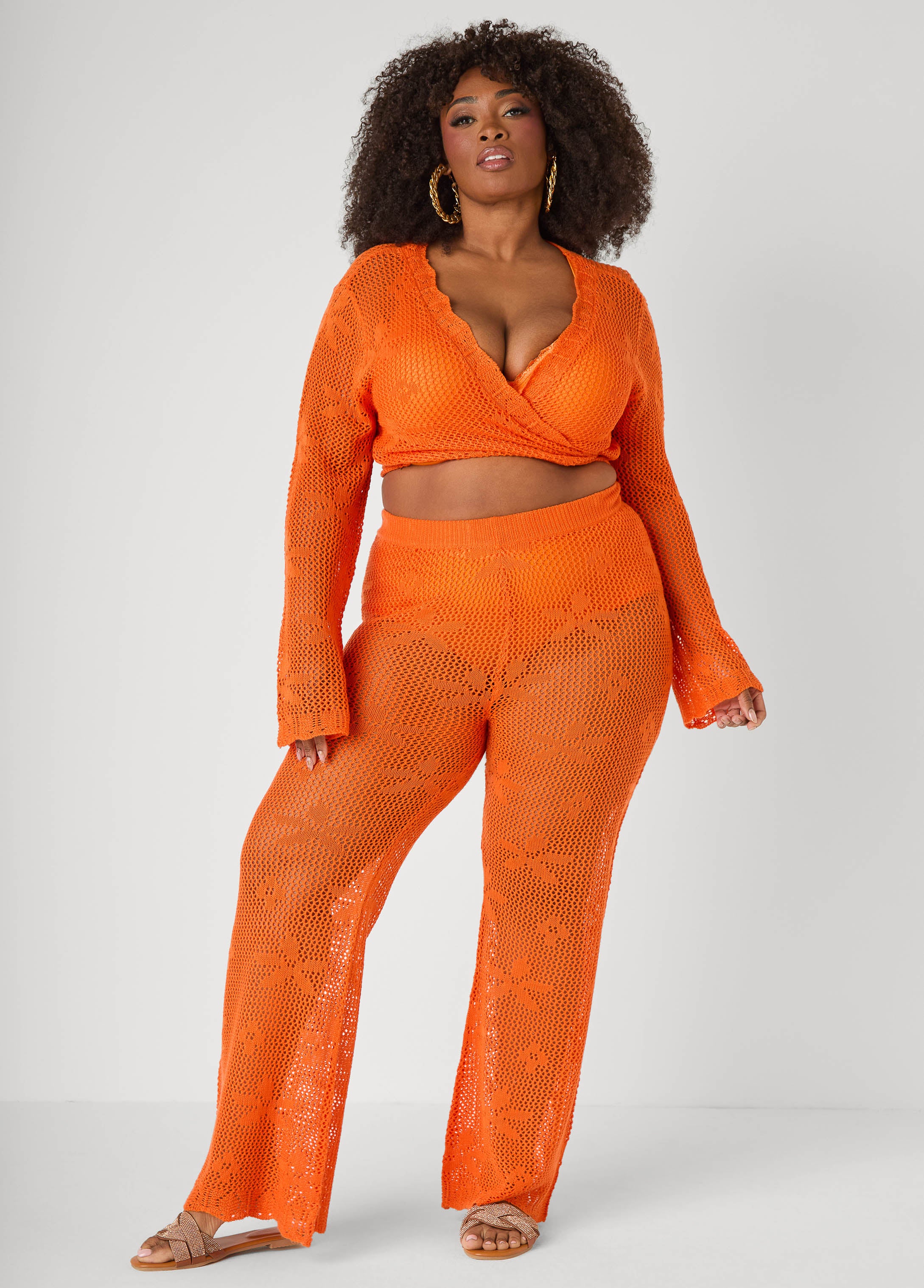 Crochet Tie Front Crop Top - Image 3