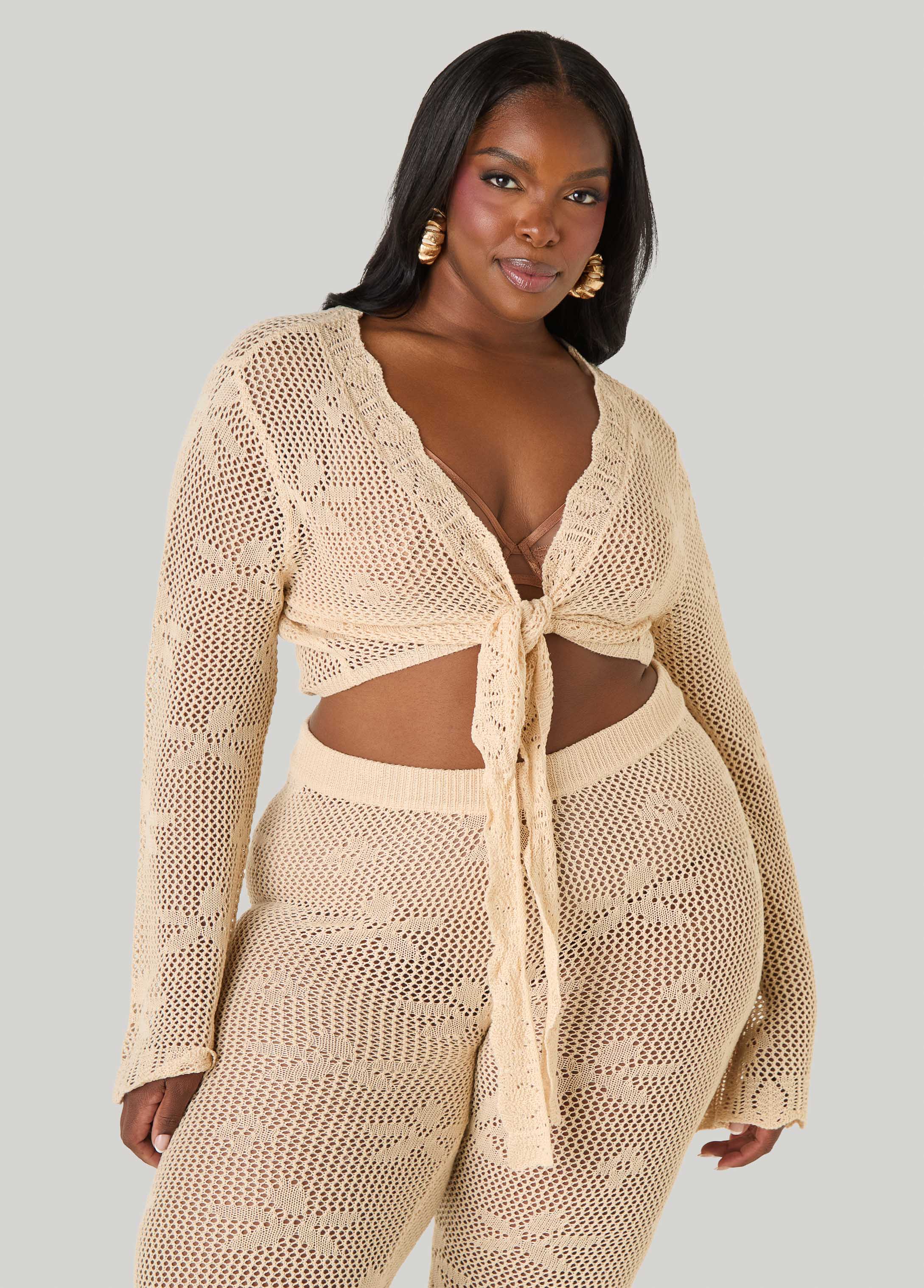 Crochet Tie Front Crop Top - Image 5