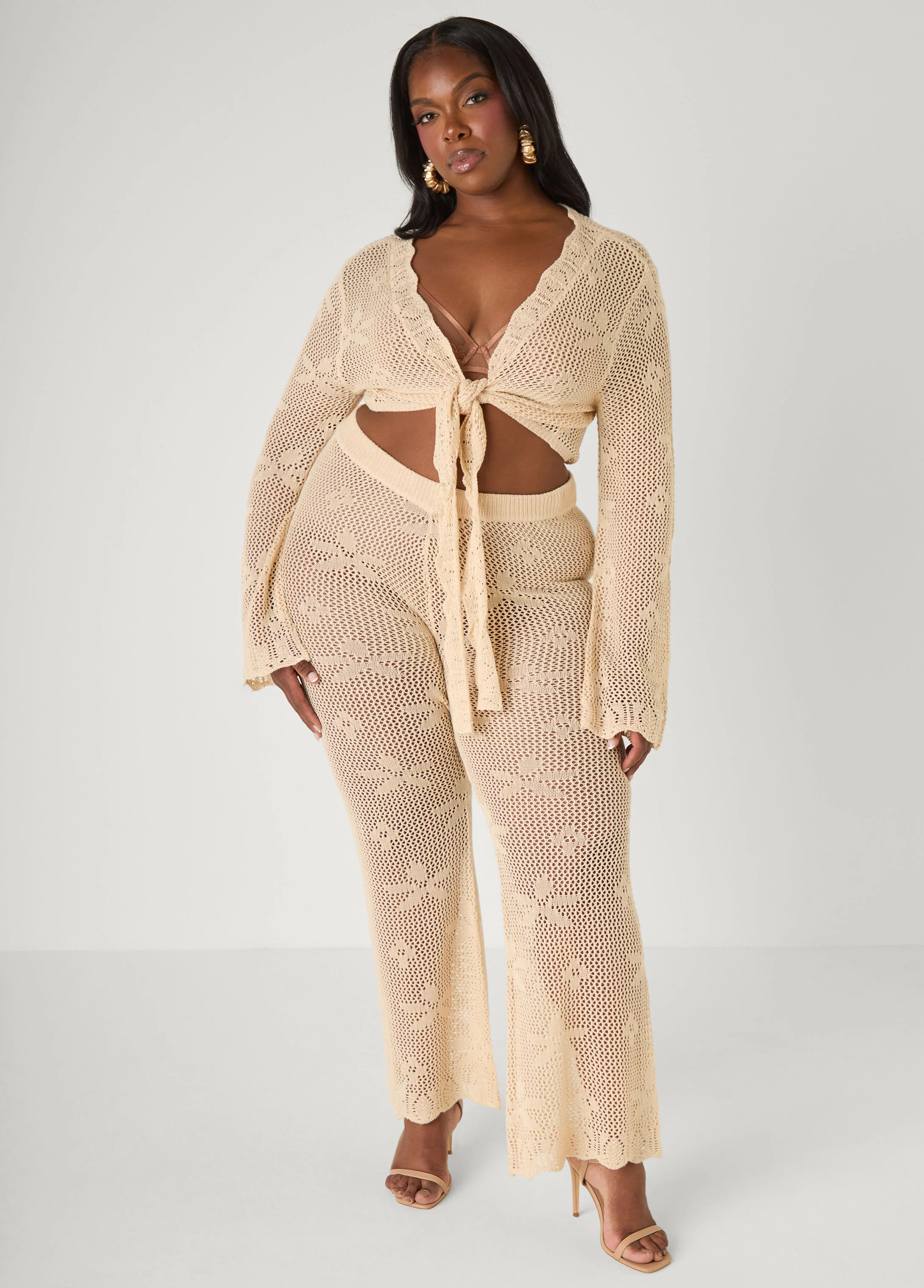 Crochet Tie Front Crop Top - Image 7
