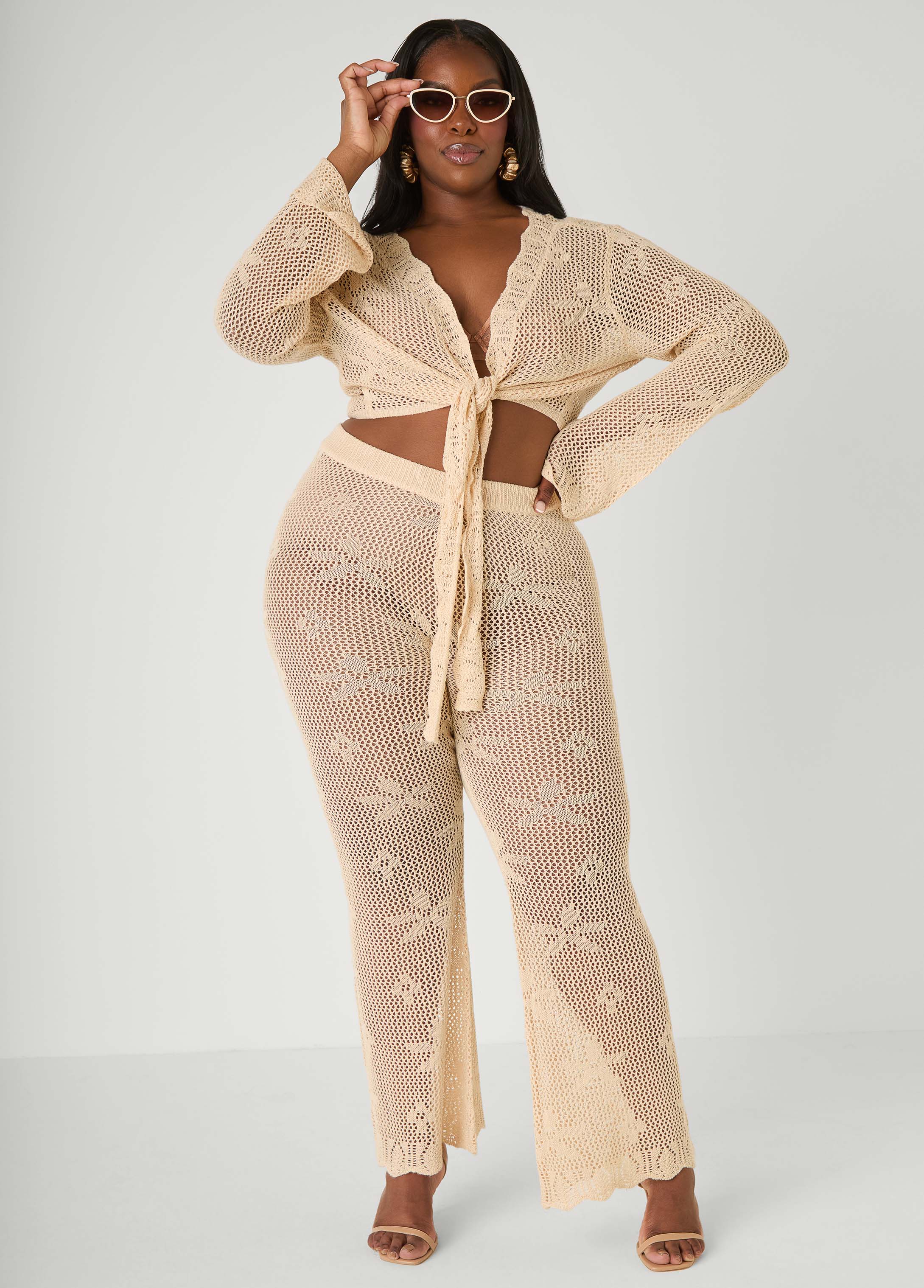 Crochet Tie Front Crop Top - Image 8