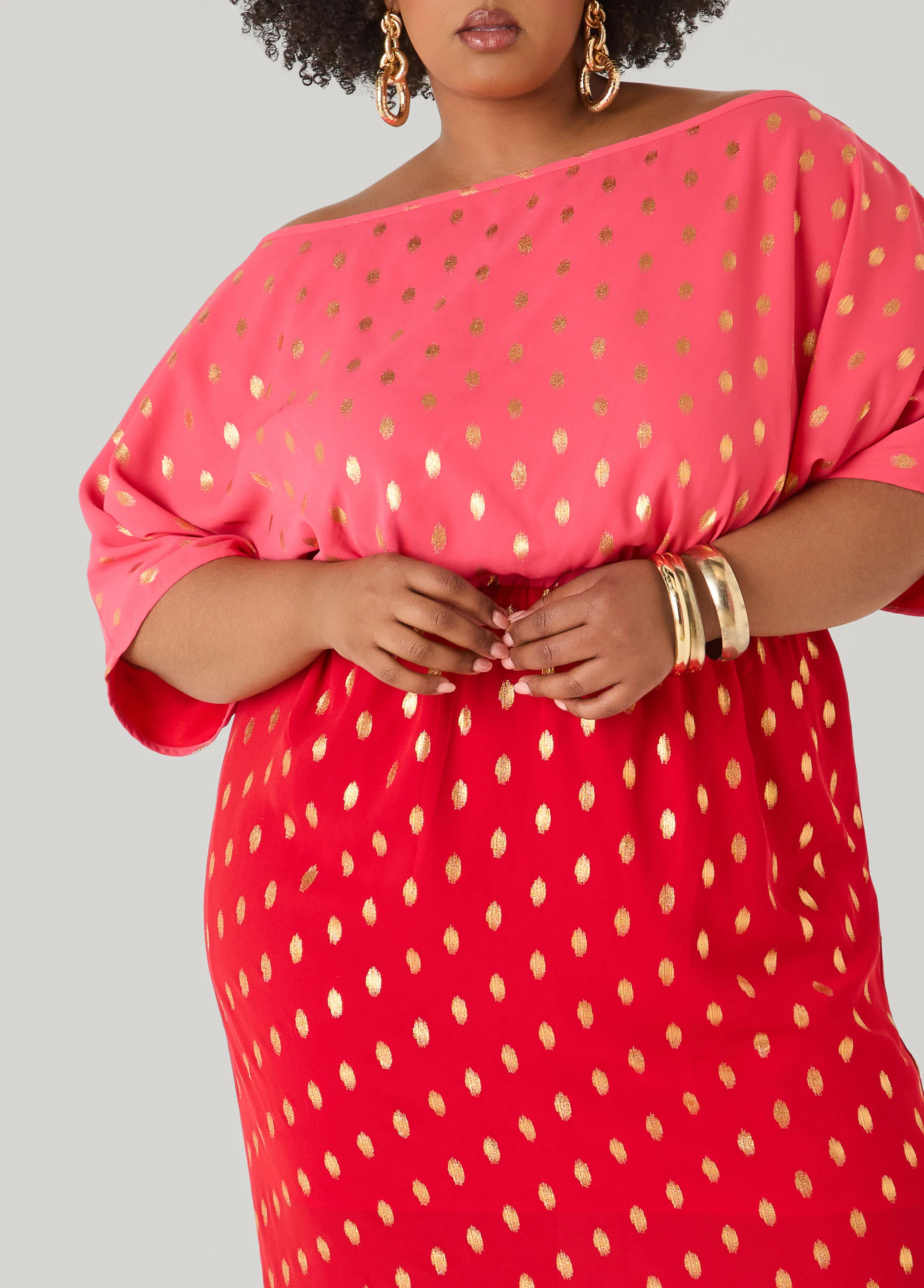 Dotted Two Tone Maxi Dress - Image 4