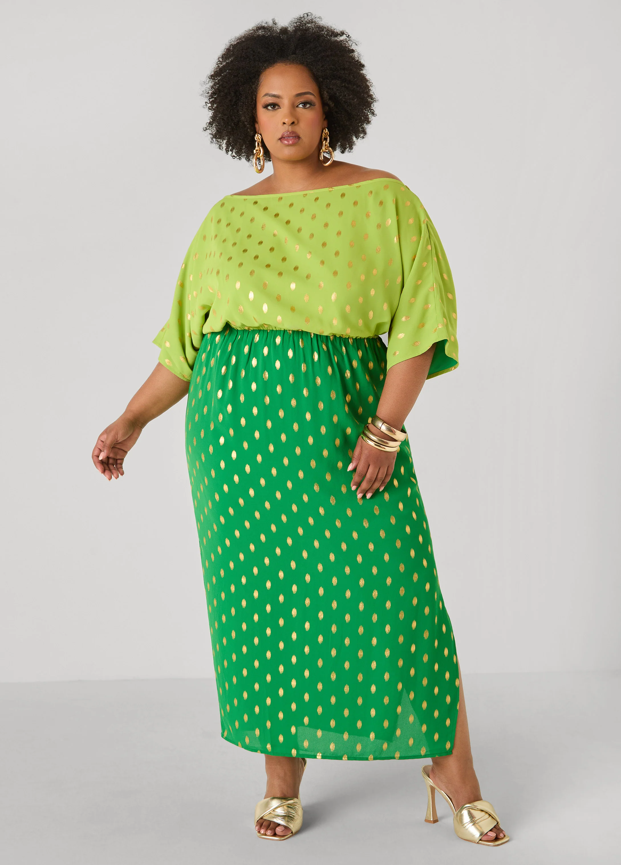 Dotted Two Tone Maxi Dress - Image 8