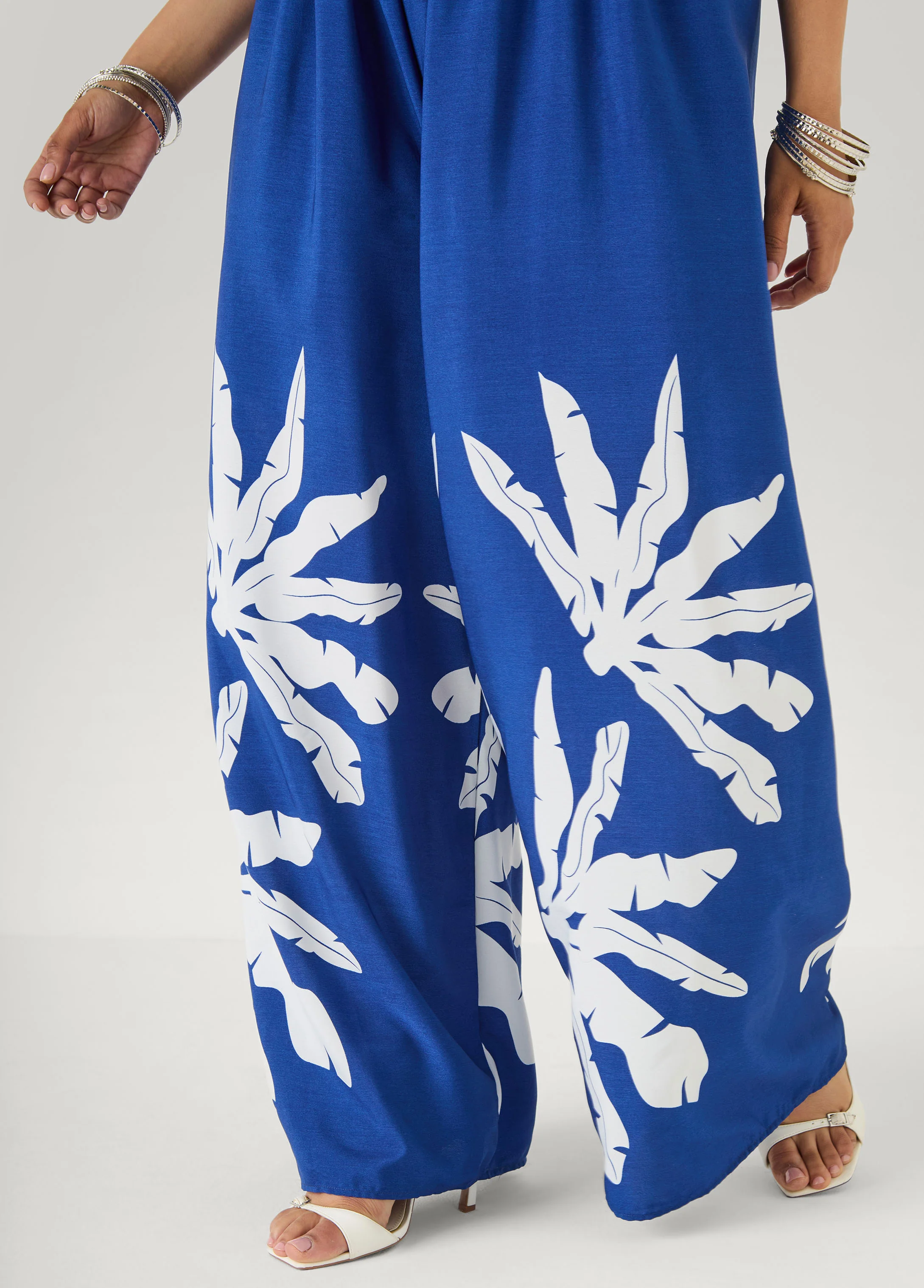 Strapless Leaf Print Jumpsuit - Image 4