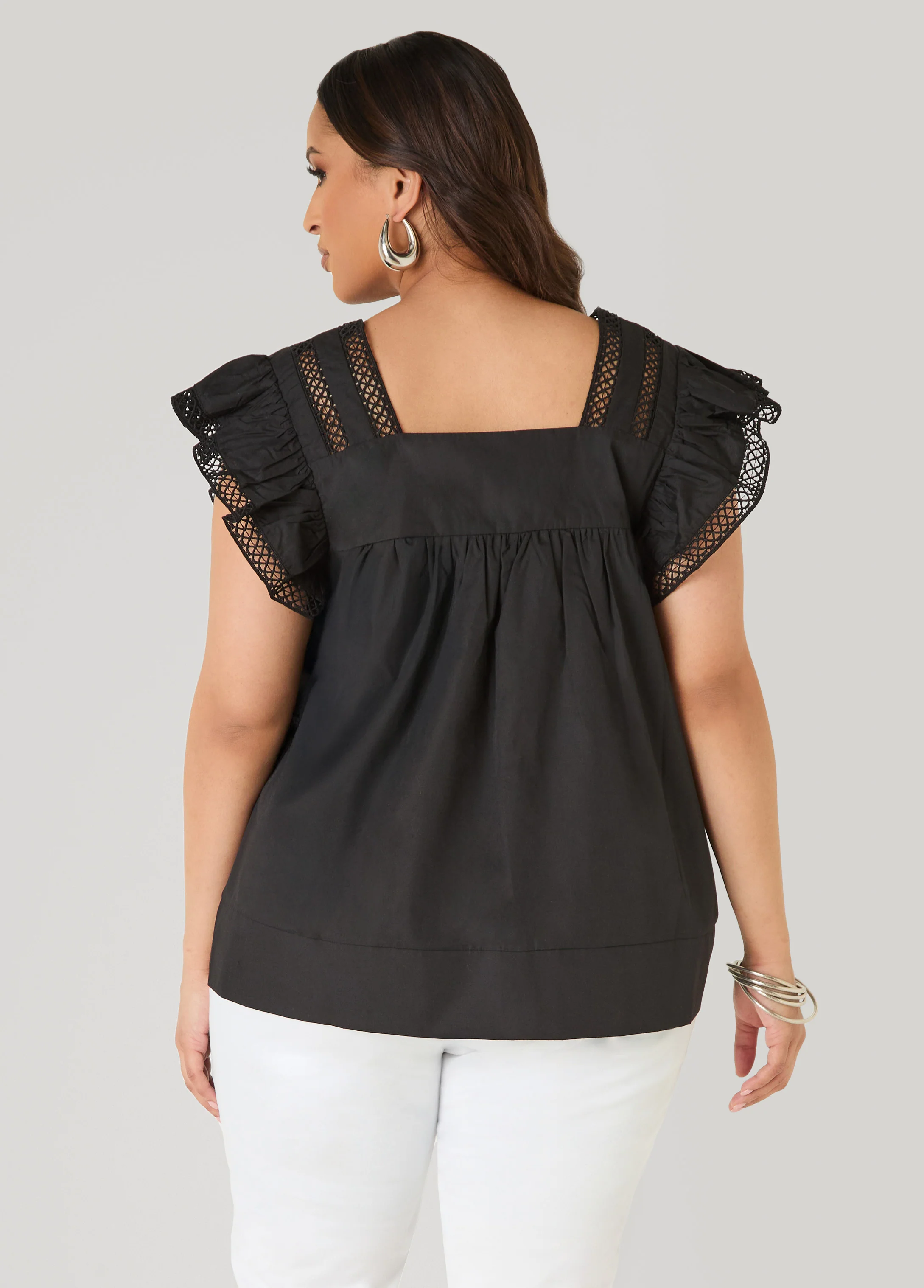 Lattice Trimmed Poplin Shirt - Image 10