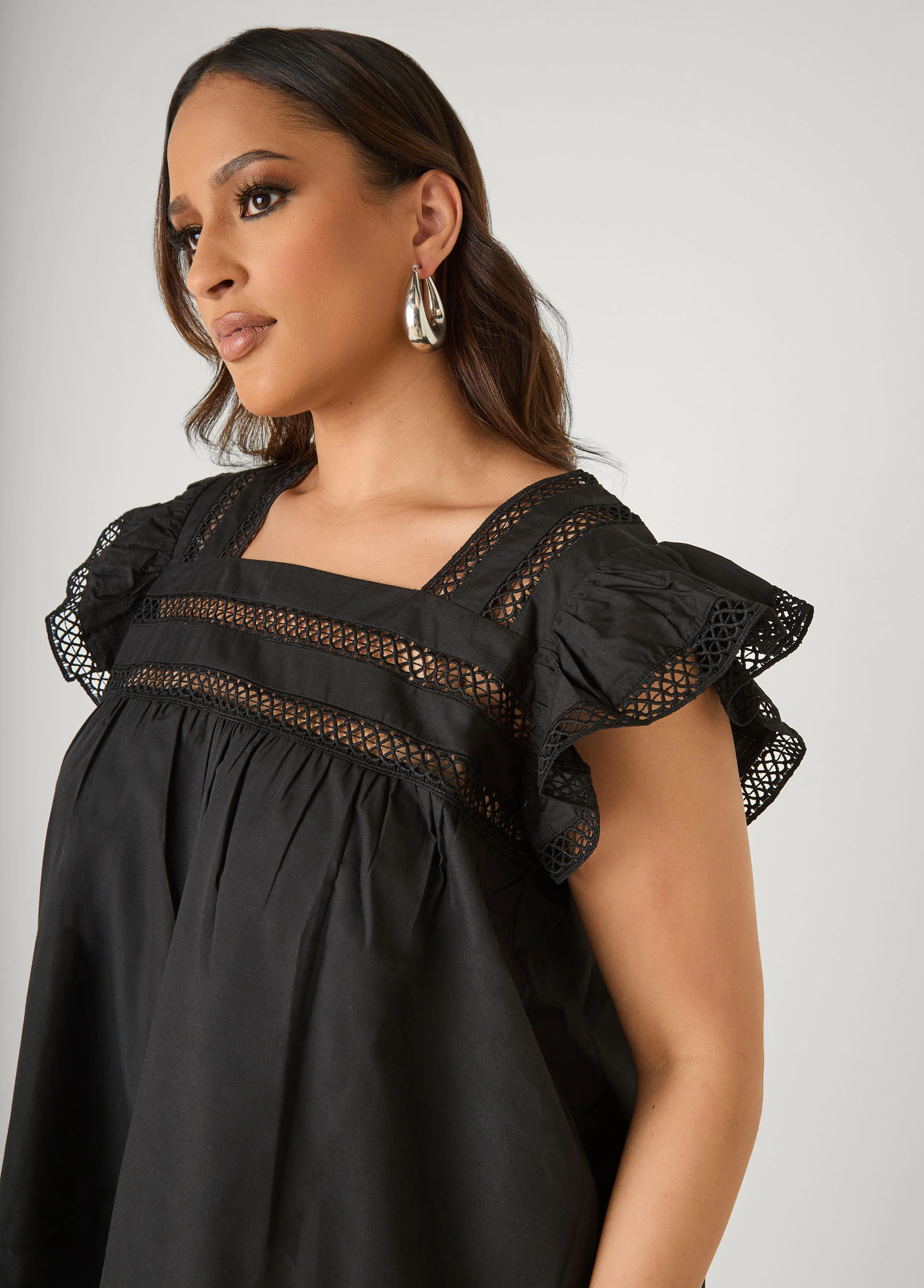 Lattice Trimmed Poplin Shirt - Image 12