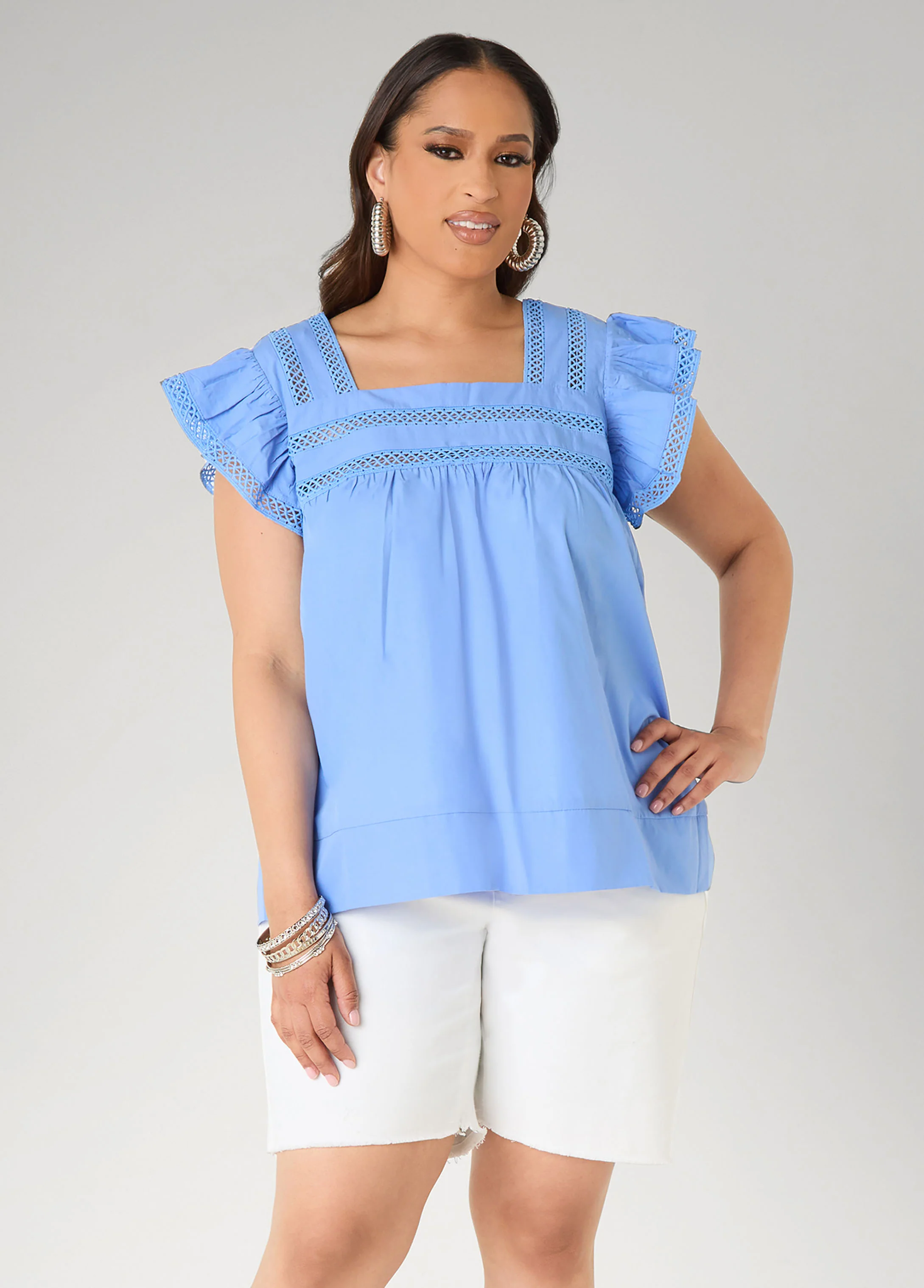 Lattice Trimmed Poplin Shirt - Image 5