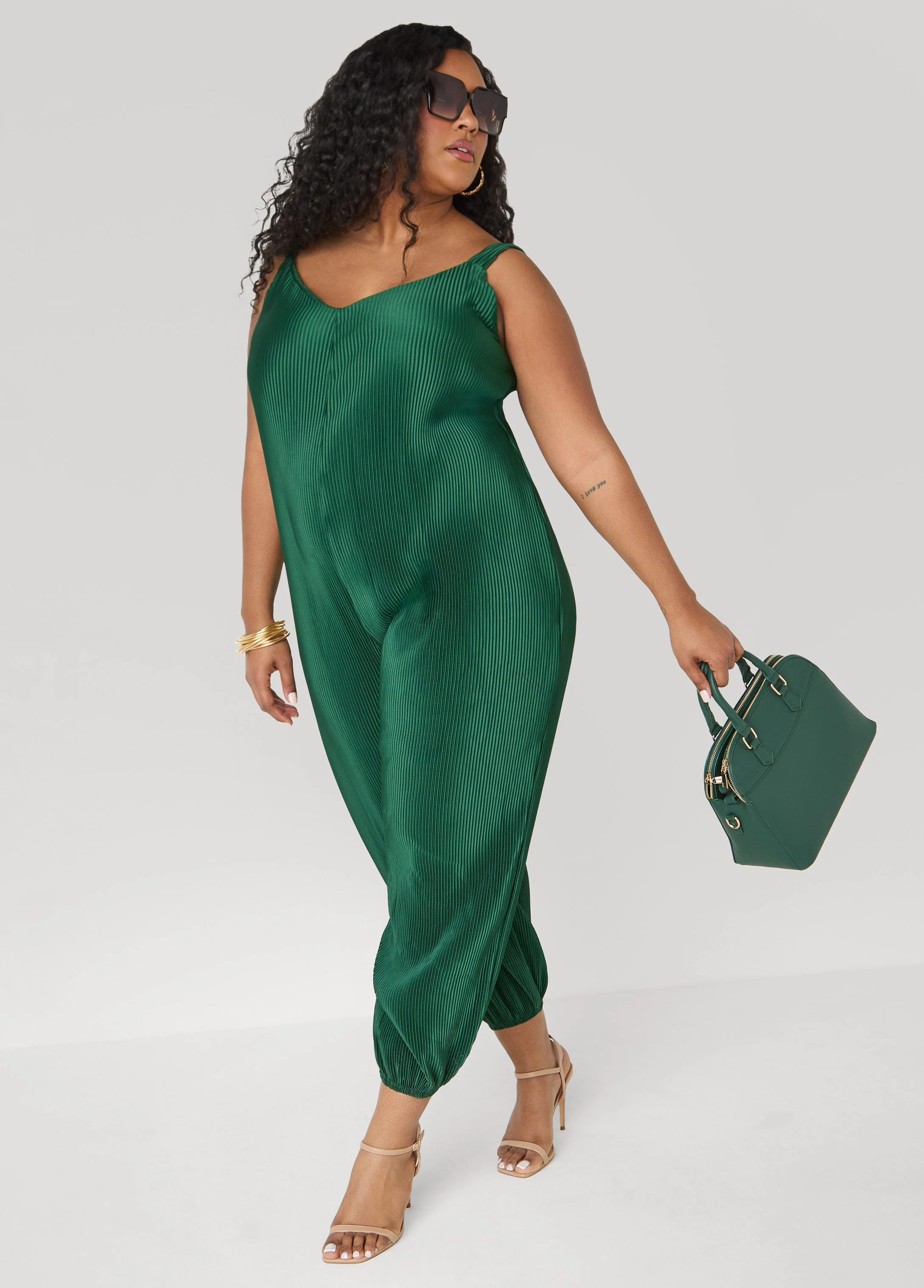 Plisse Satin Balloon Leg Jumpsuit - Image 9