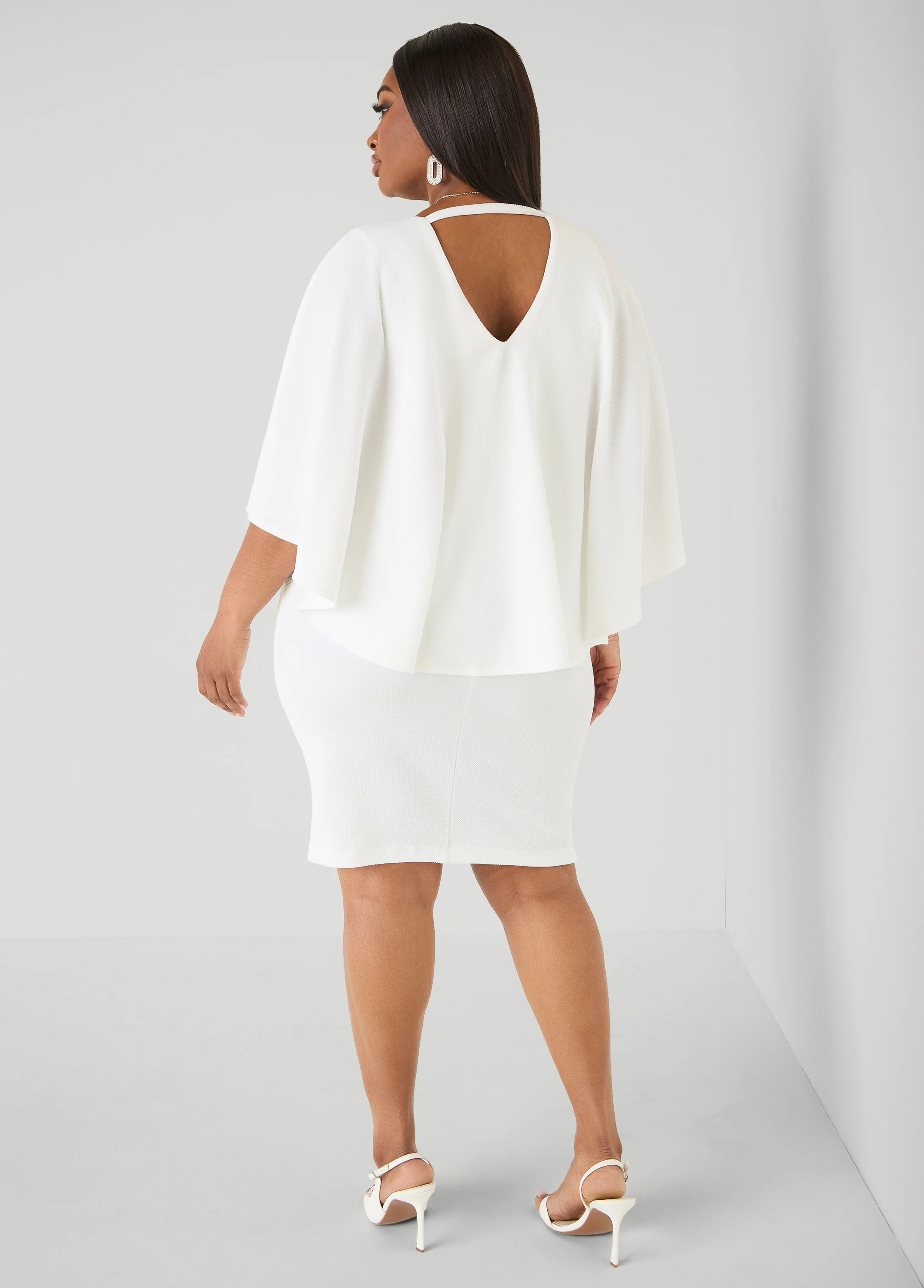 Textured Cape Sheath Dress - Image 10