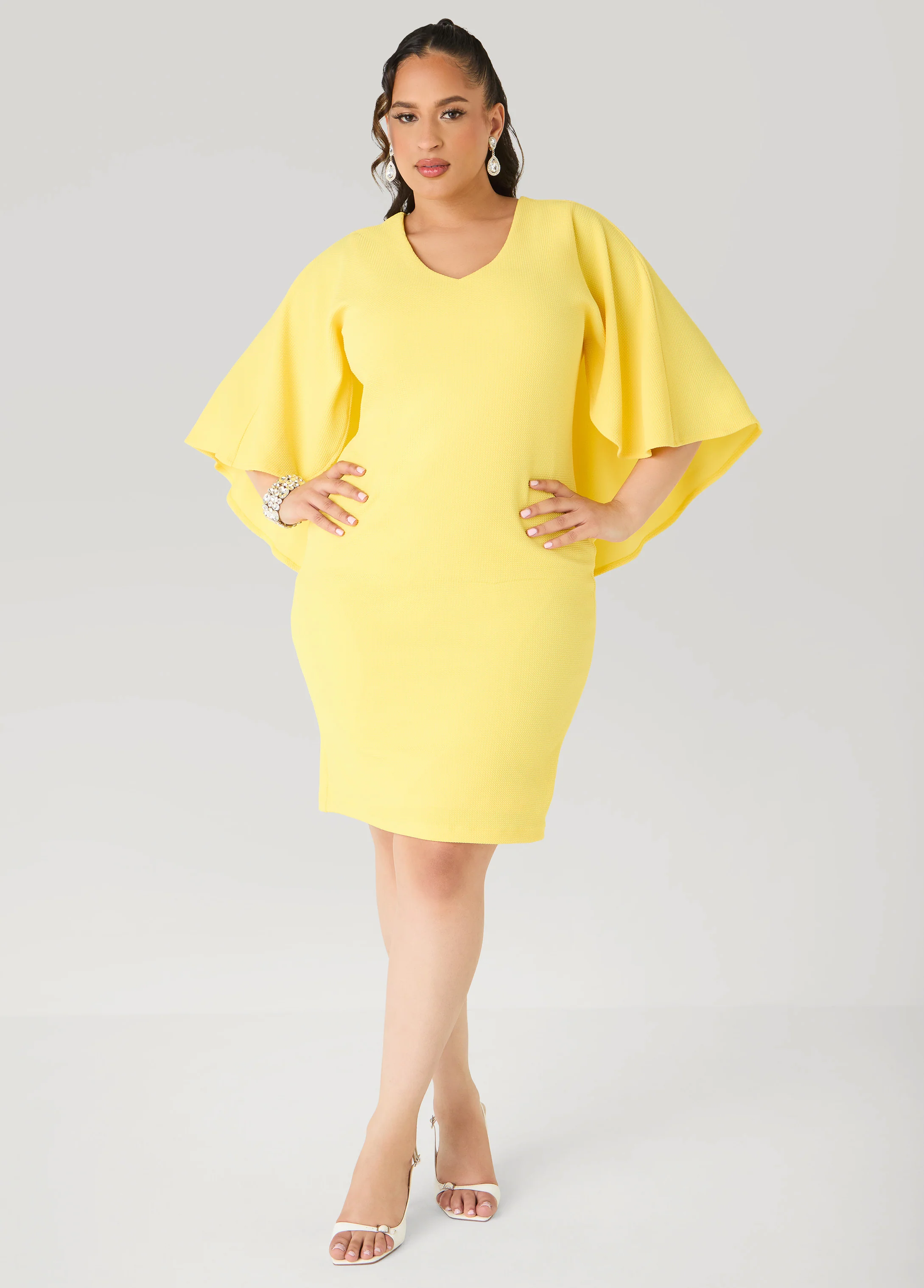 Textured Cape Sheath Dress - Image 13
