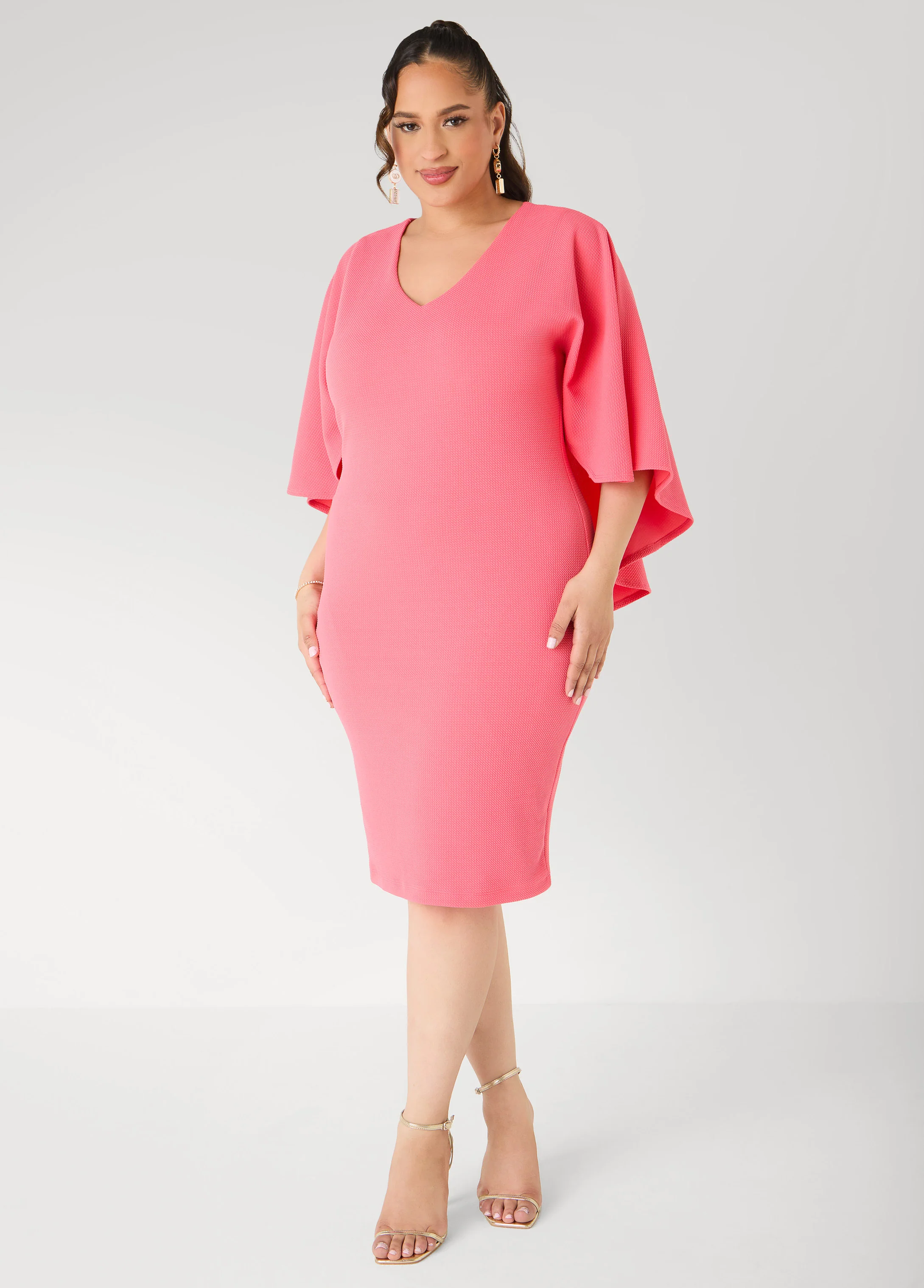 Textured Cape Sheath Dress - Image 4
