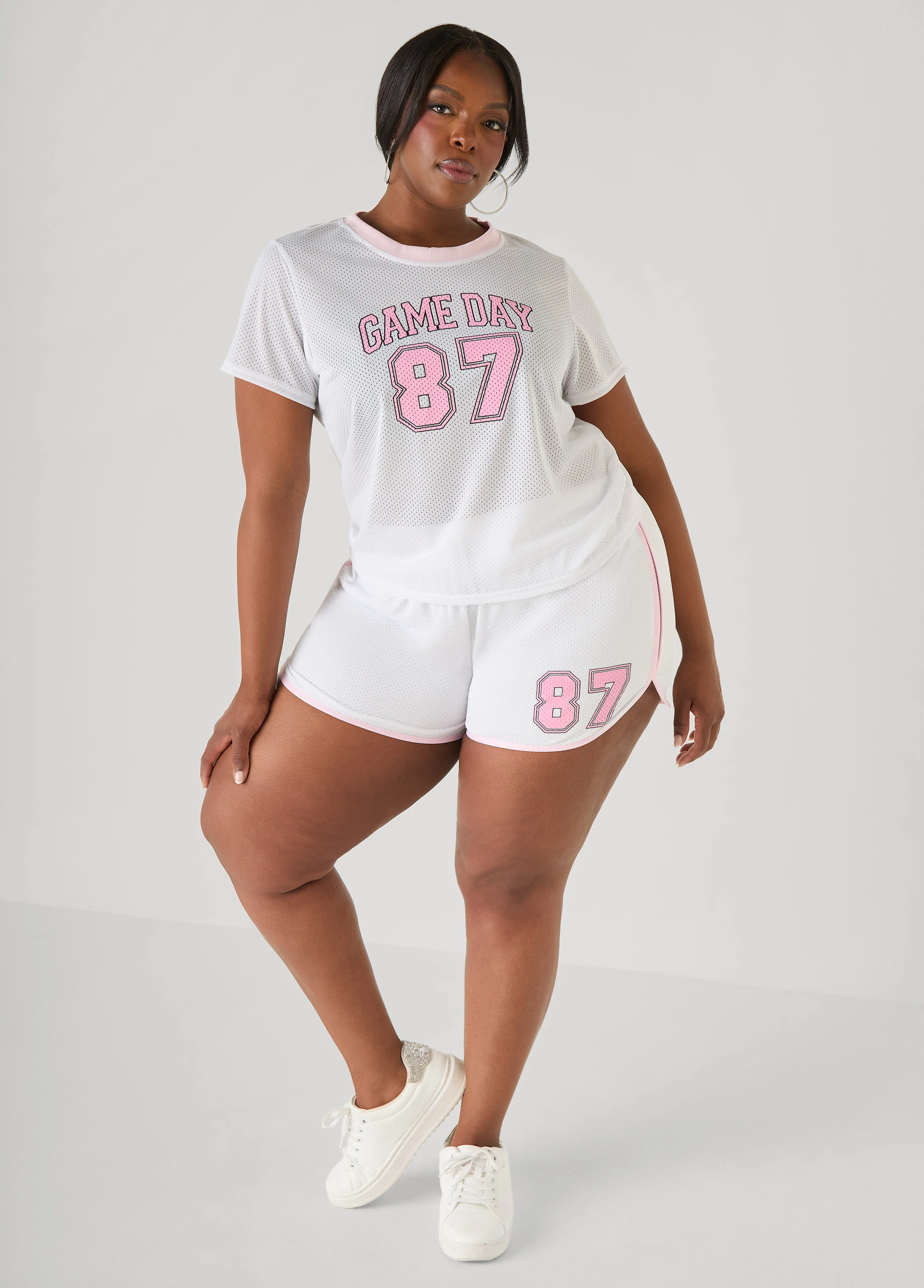Graphic Print Mesh Shorts - Image 6
