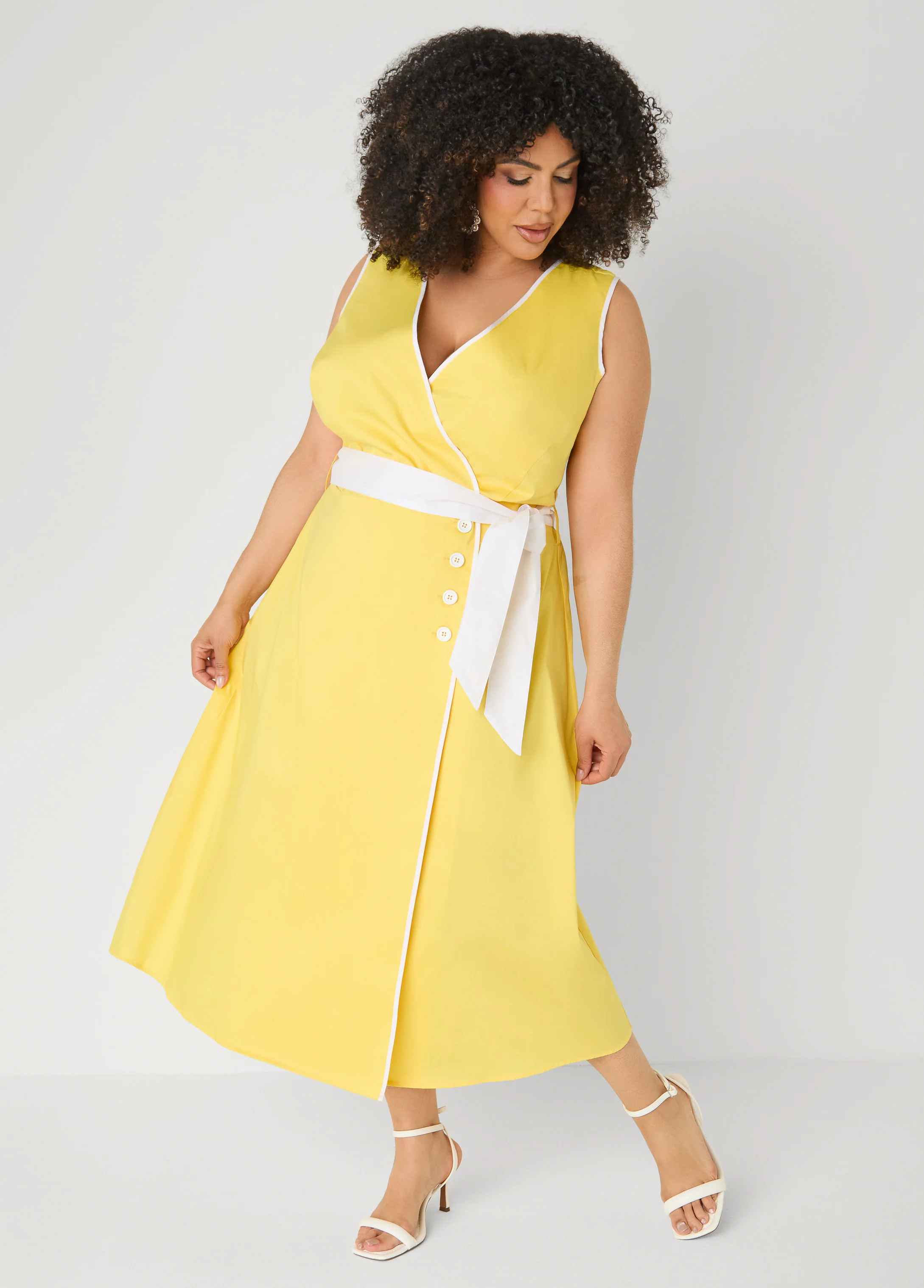 Cotton Blend Wrap Dress - Image 3