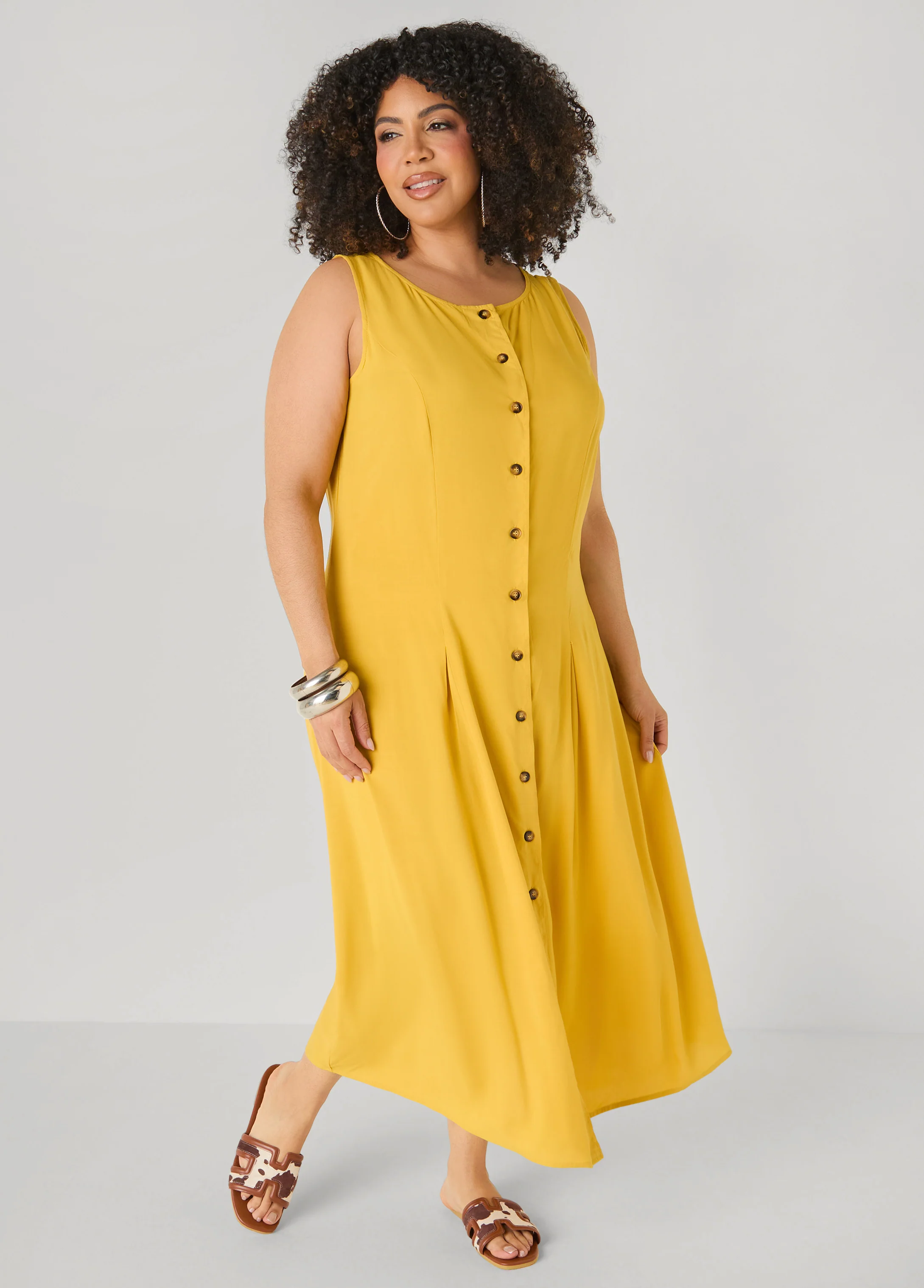 Pleated Woven Maxi Shirtdress - Image 3