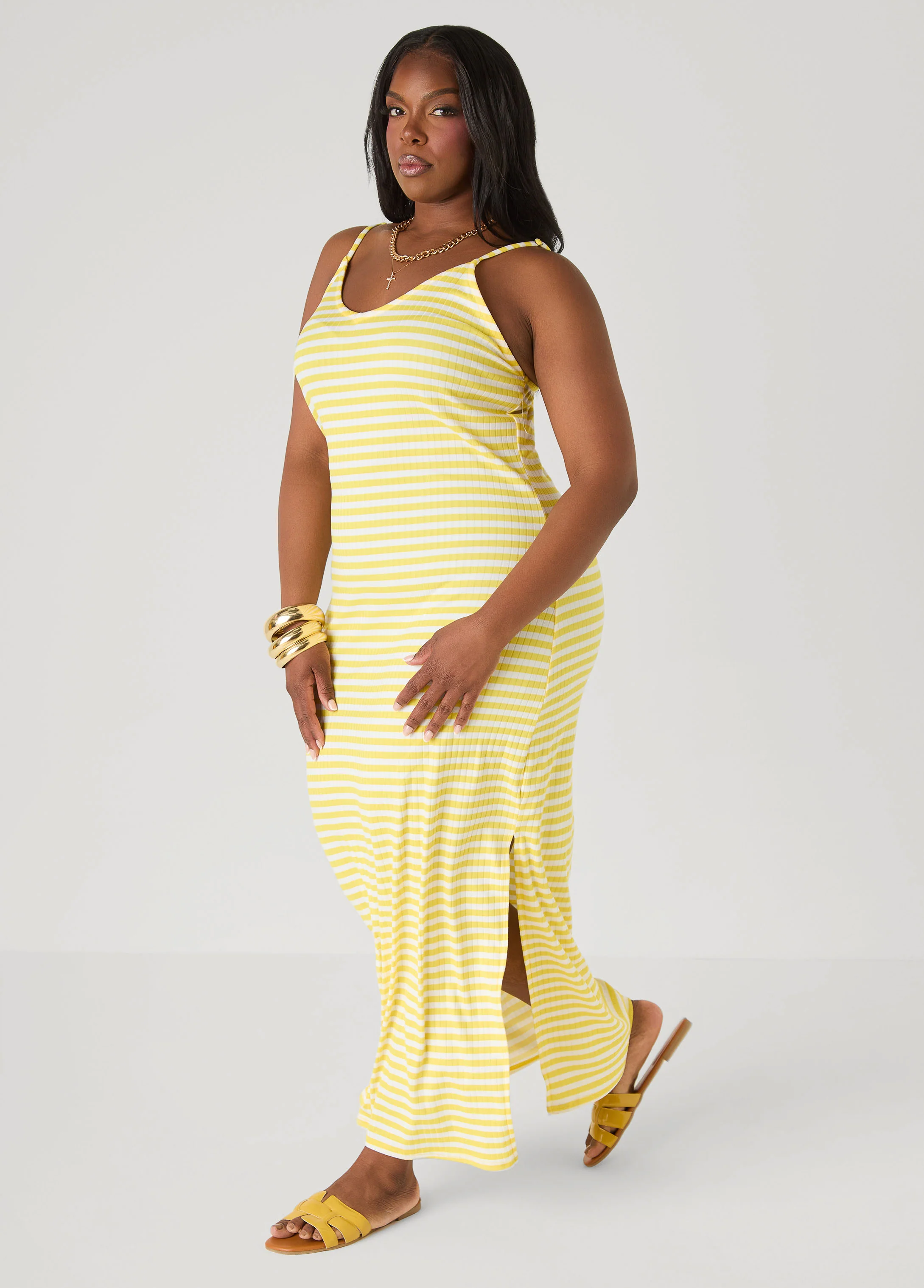 Striped Ribbed Maxi Dress - Image 3