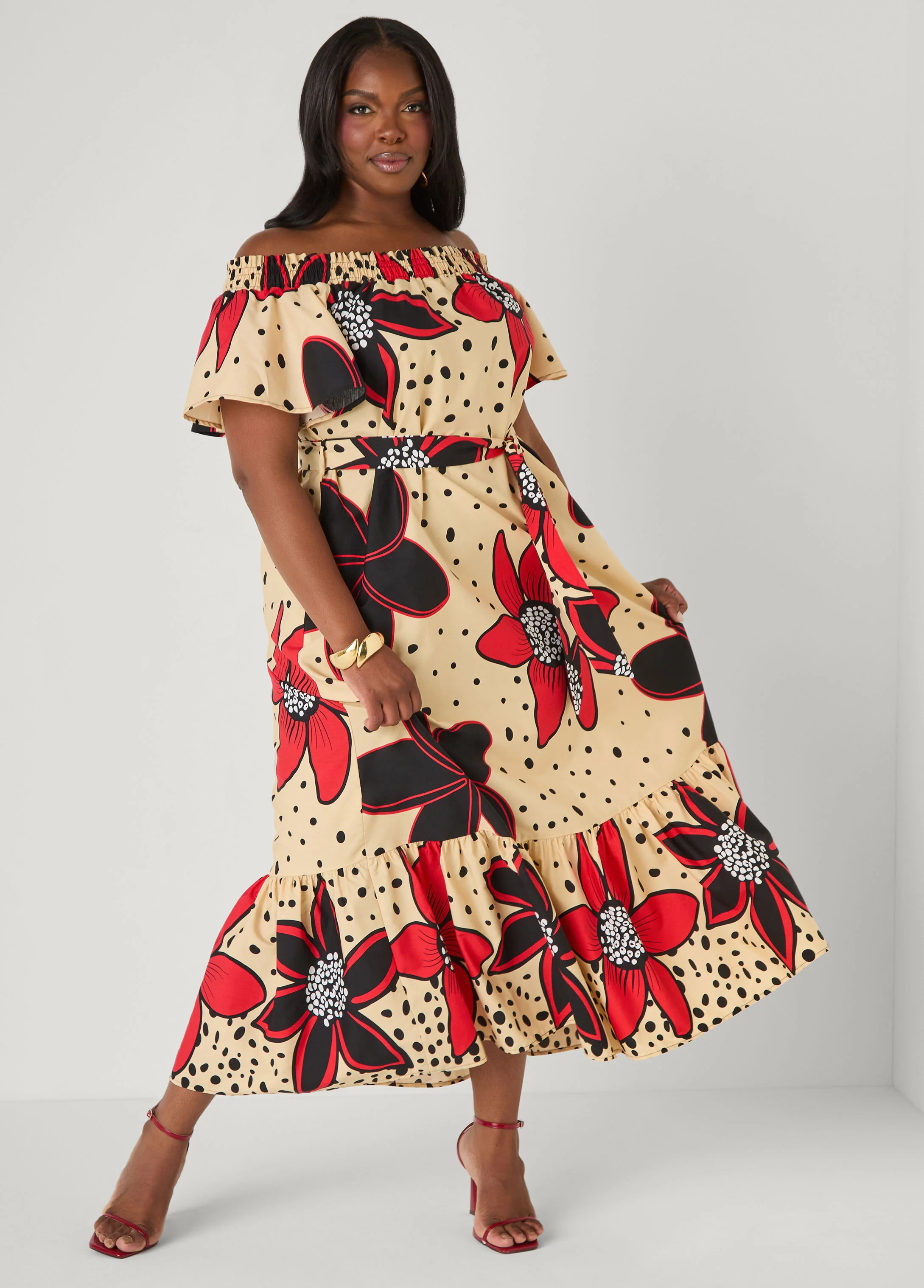 Off The Shoulder Floral Maxi Dress - Image 3